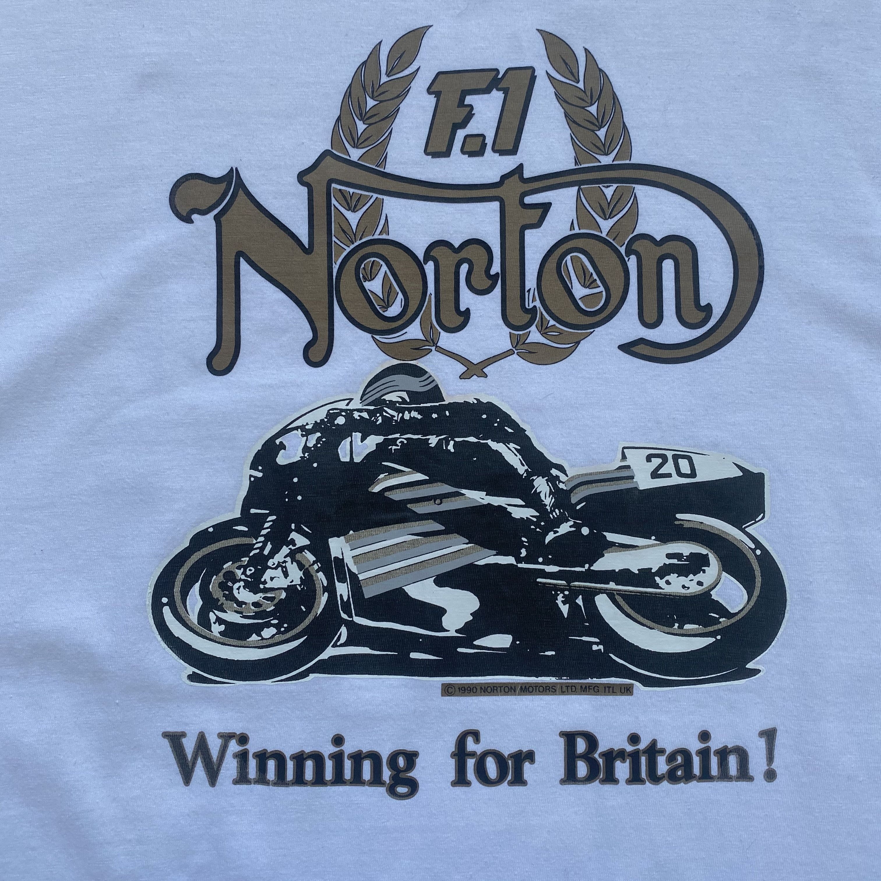 Harley Davidson 🏍️ 1990s Vintage Racing Norton Motorcycles Tee f1 motosport Size US XL / EU 56 / 4 - 4 Thumbnail