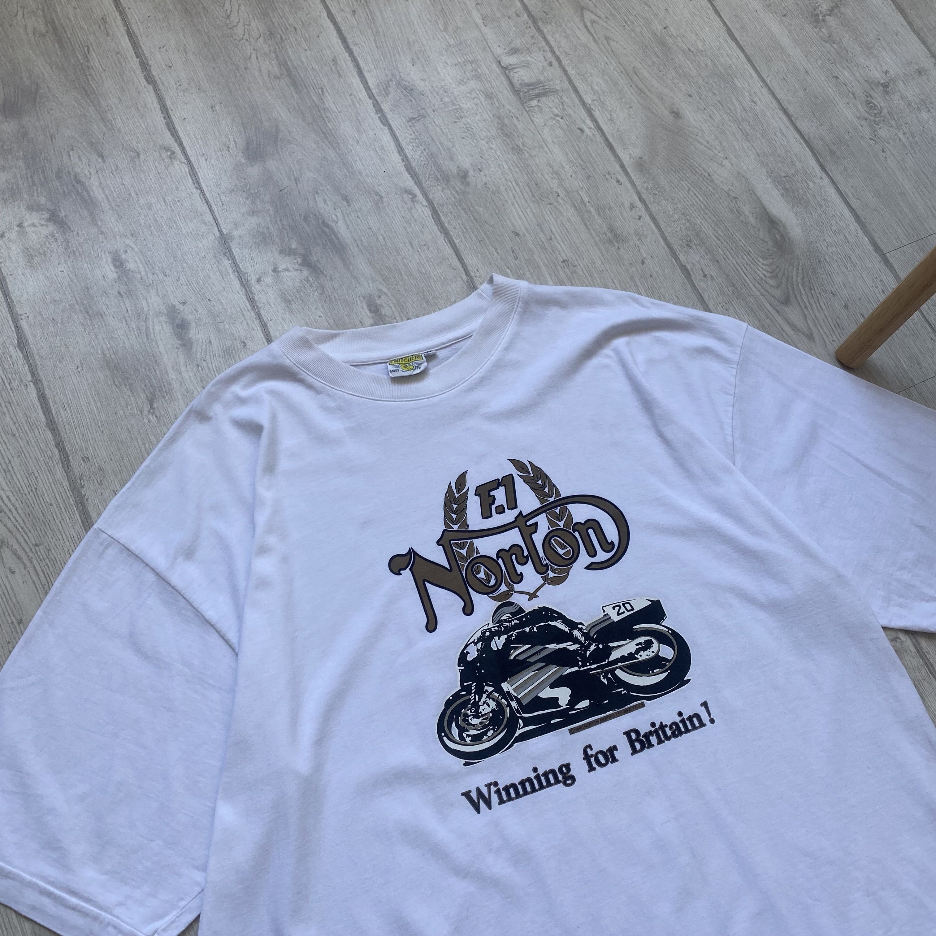 Harley Davidson 🏍️ 1990s Vintage Racing Norton Motorcycles Tee f1 motosport Size US XL / EU 56 / 4 - 2 Thumbnail