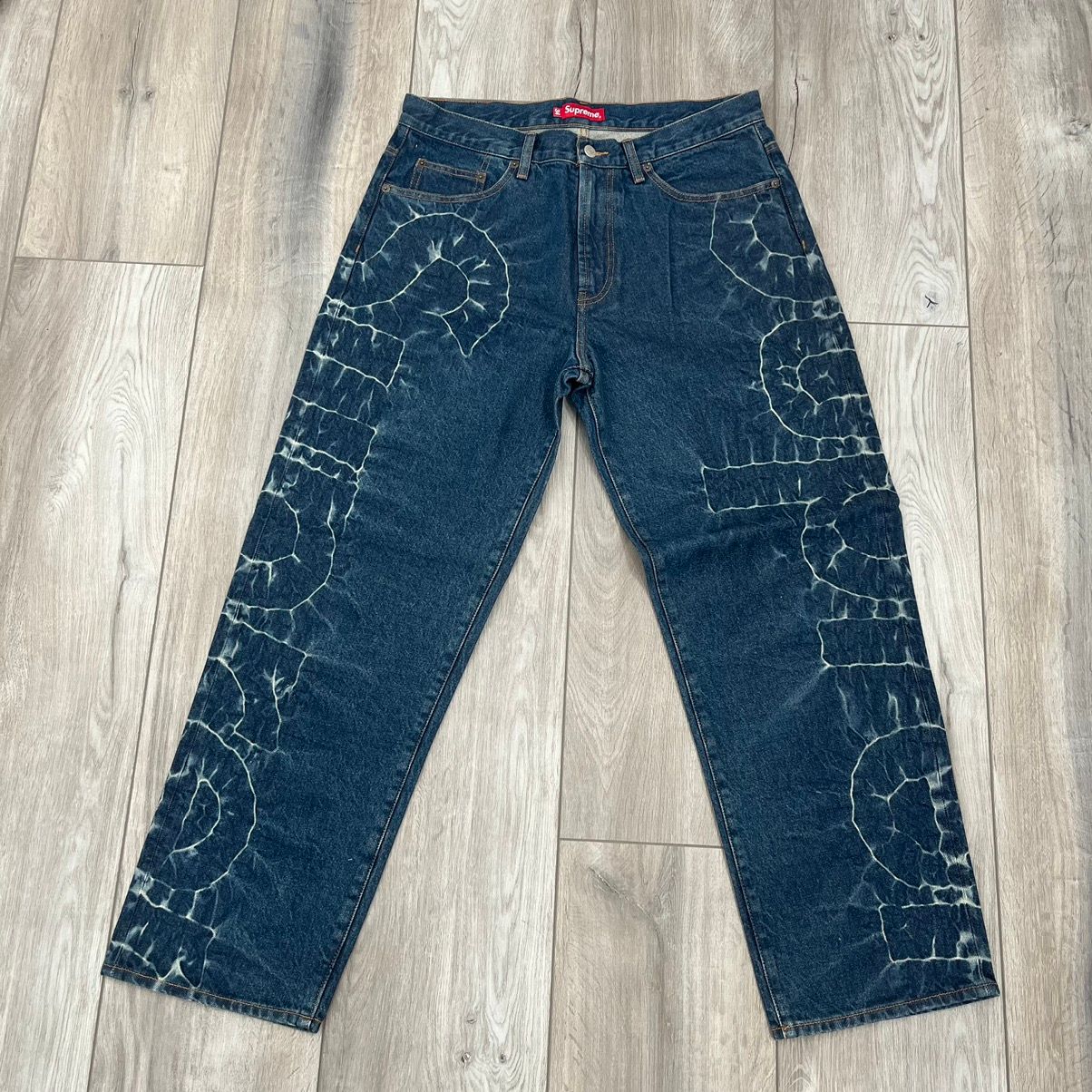 Pre-owned Supreme Shibori Loose Fit Jeans Size 34 In Blue