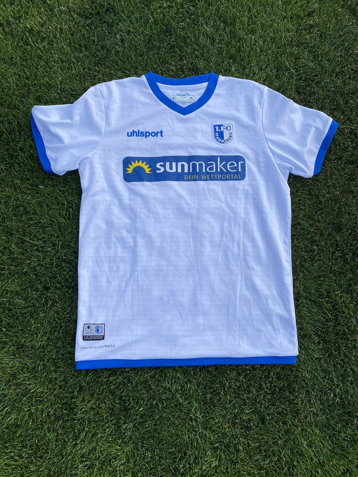 Maillot Extérieur 1.FC Magdeburg 2019/20 Uhlsport - Blanc Taille S - Neuf Avec étiquettes