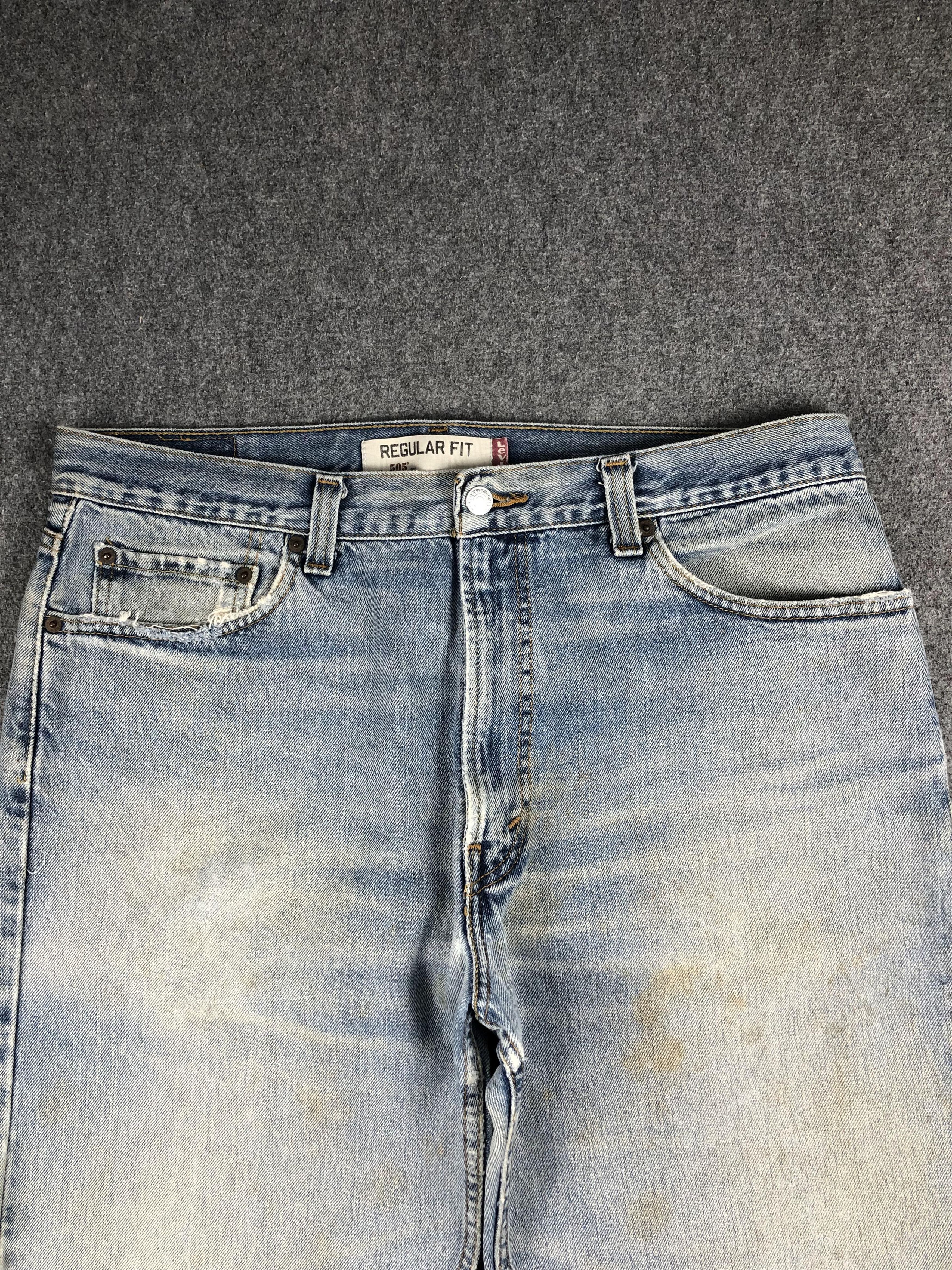 Levi's Vintage Levis 505 Faded Blue Jeans DP2279 Size US 35 - 2 Thumbnail