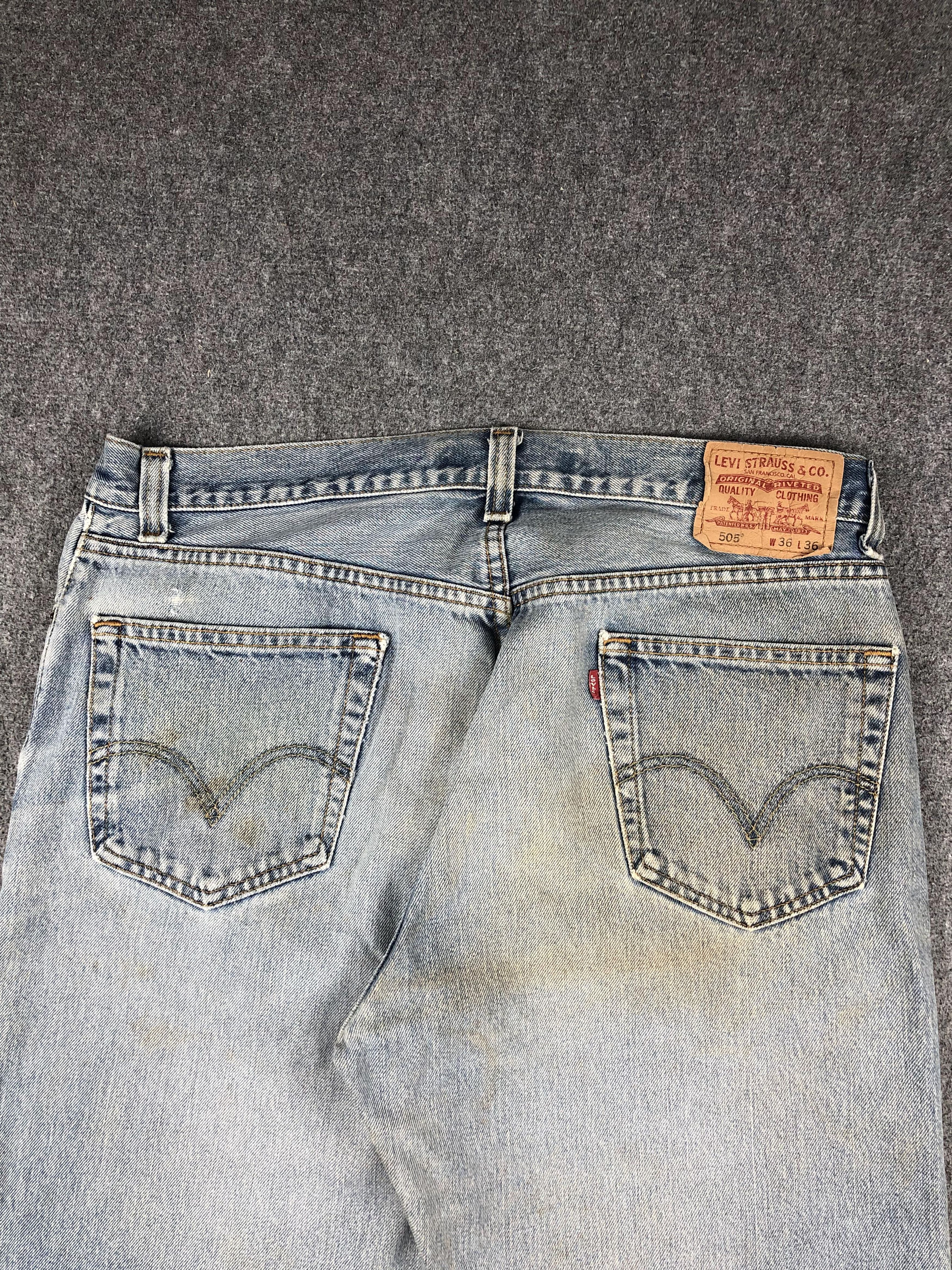 Levi's Vintage Levis 505 Faded Blue Jeans DP2279 Size US 35 - 4 Thumbnail