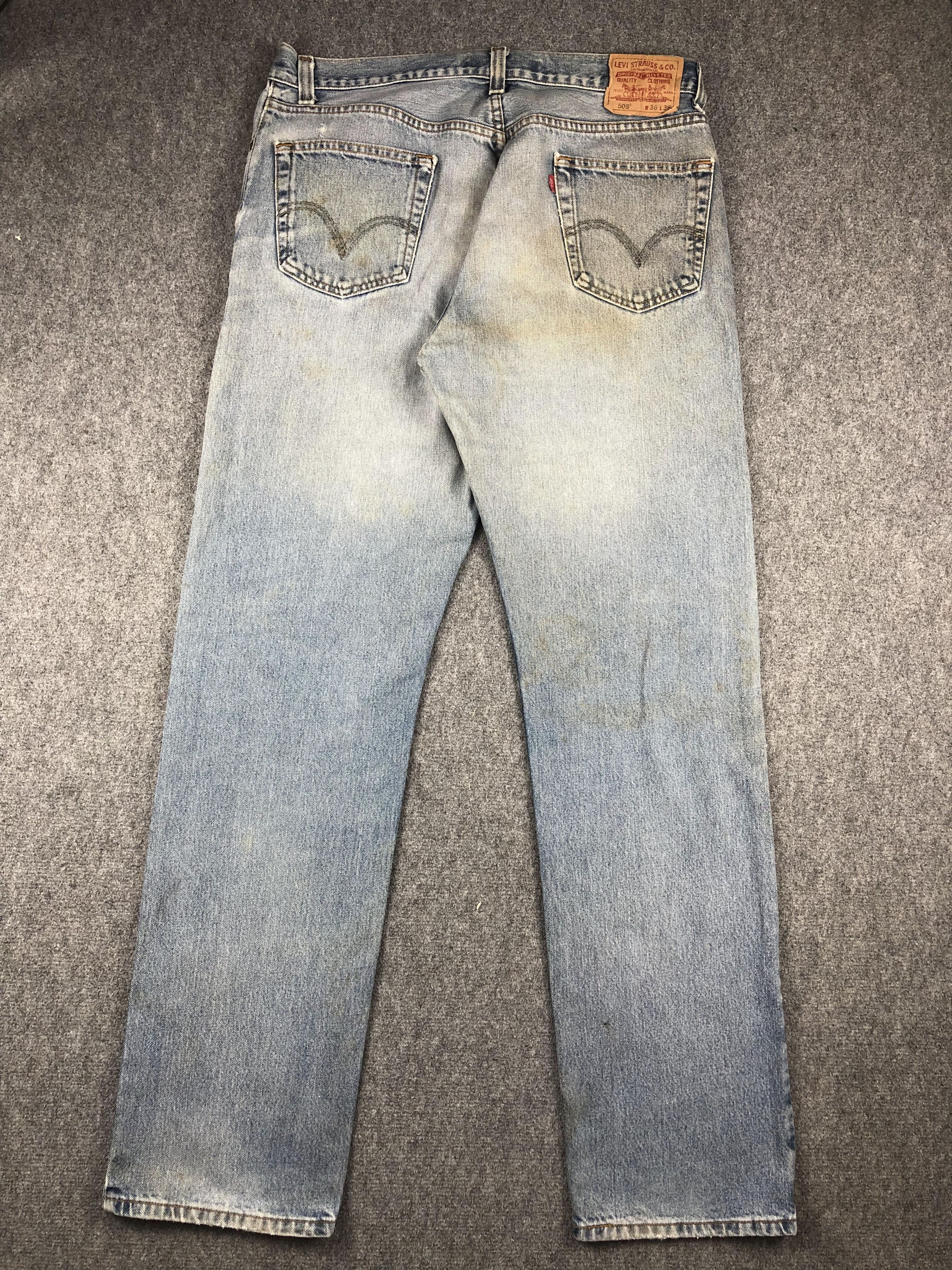Levi's Vintage Levis 505 Faded Blue Jeans DP2279 Size US 35 - 3 Thumbnail