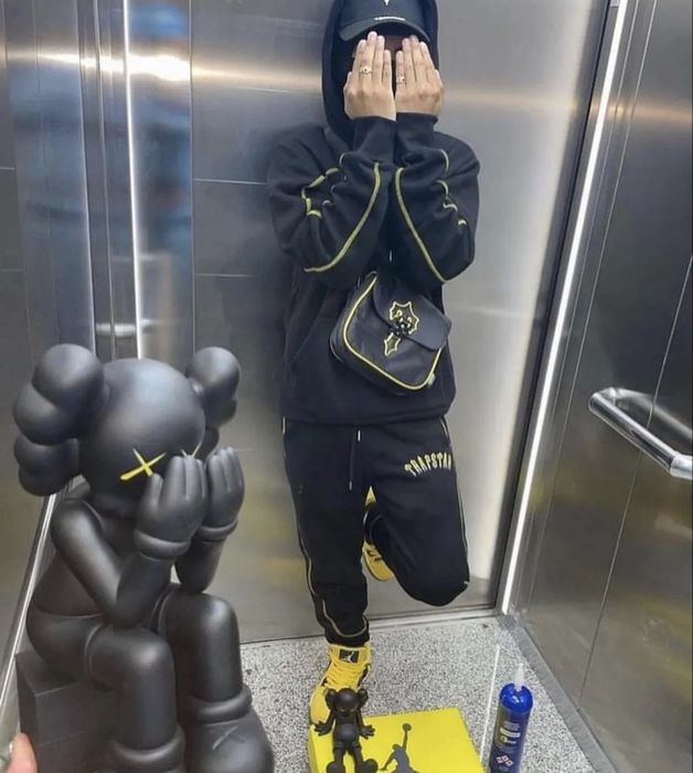 Vintage Trapstar tracksuit Black & yellow uk drip🔥 Grailed