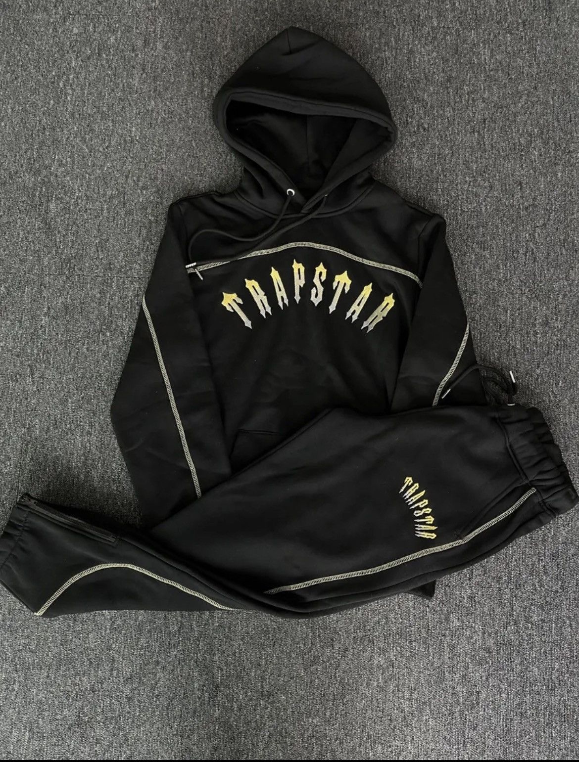 Vintage Trapstar tracksuit Black & yellow uk drip🔥 | Grailed