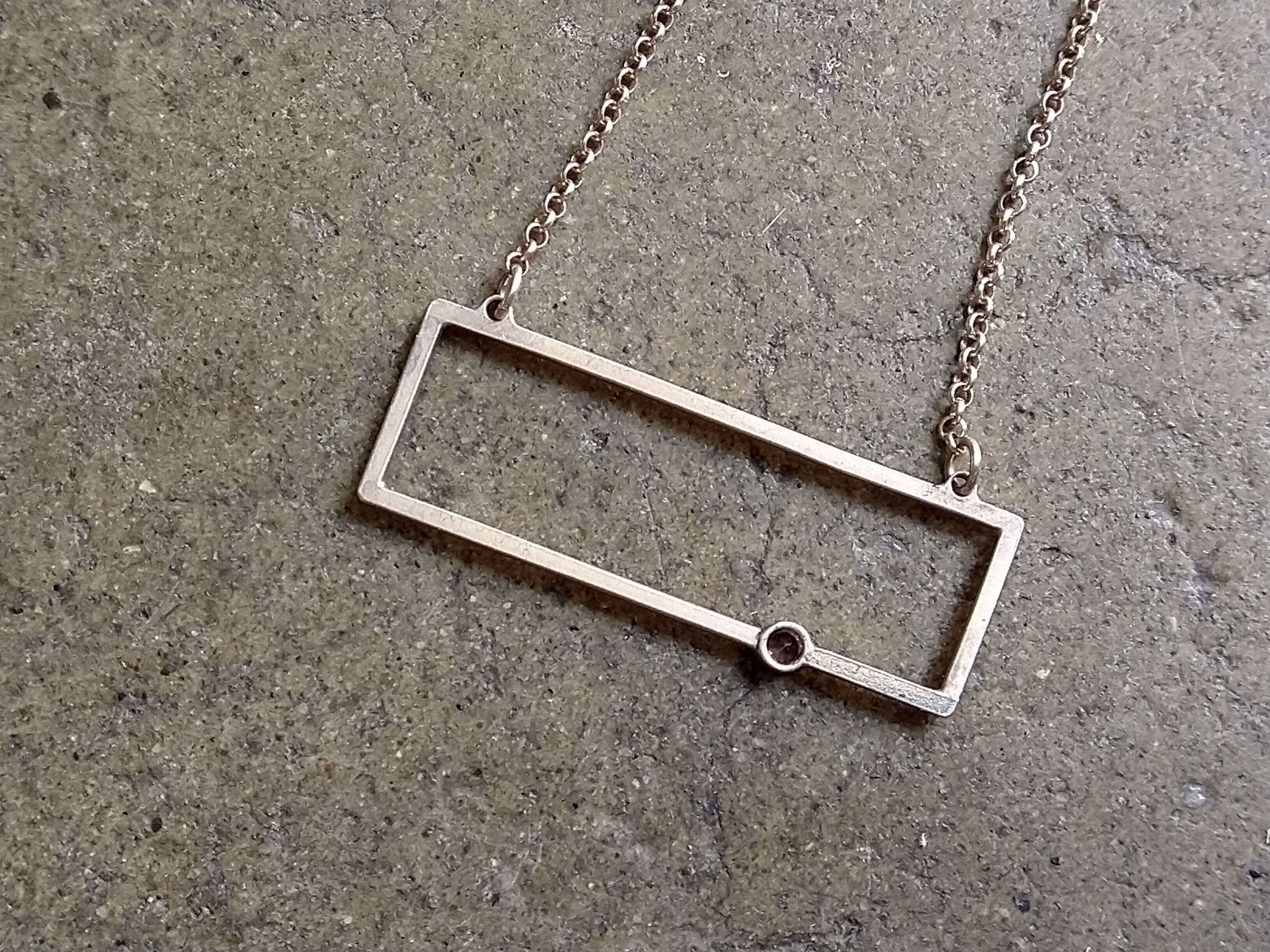 Jewelry × Sterling Silver Sterling Silver Necklace Clear CZ Rectangle Modern 22" Size ONE SIZE - 5 Thumbnail