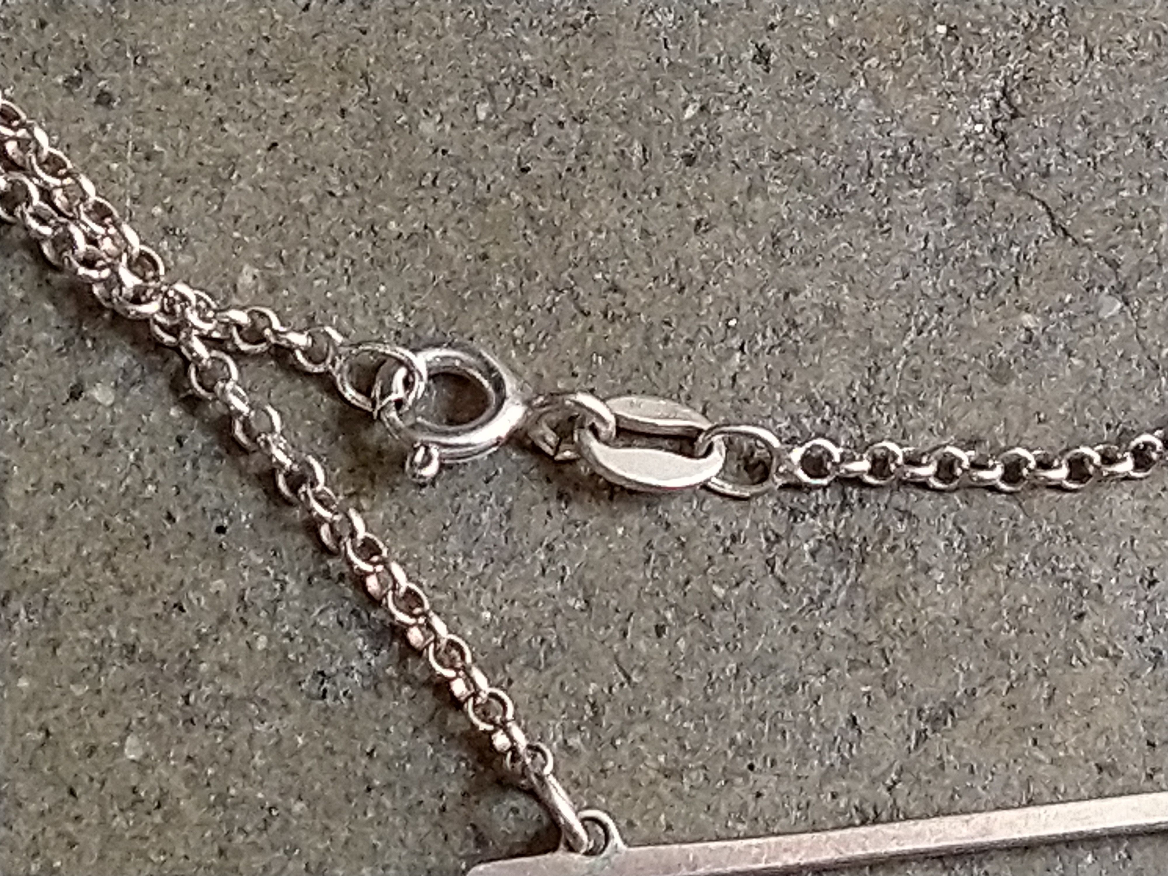 Jewelry × Sterling Silver Sterling Silver Necklace Clear CZ Rectangle Modern 22" Size ONE SIZE - 7 Thumbnail