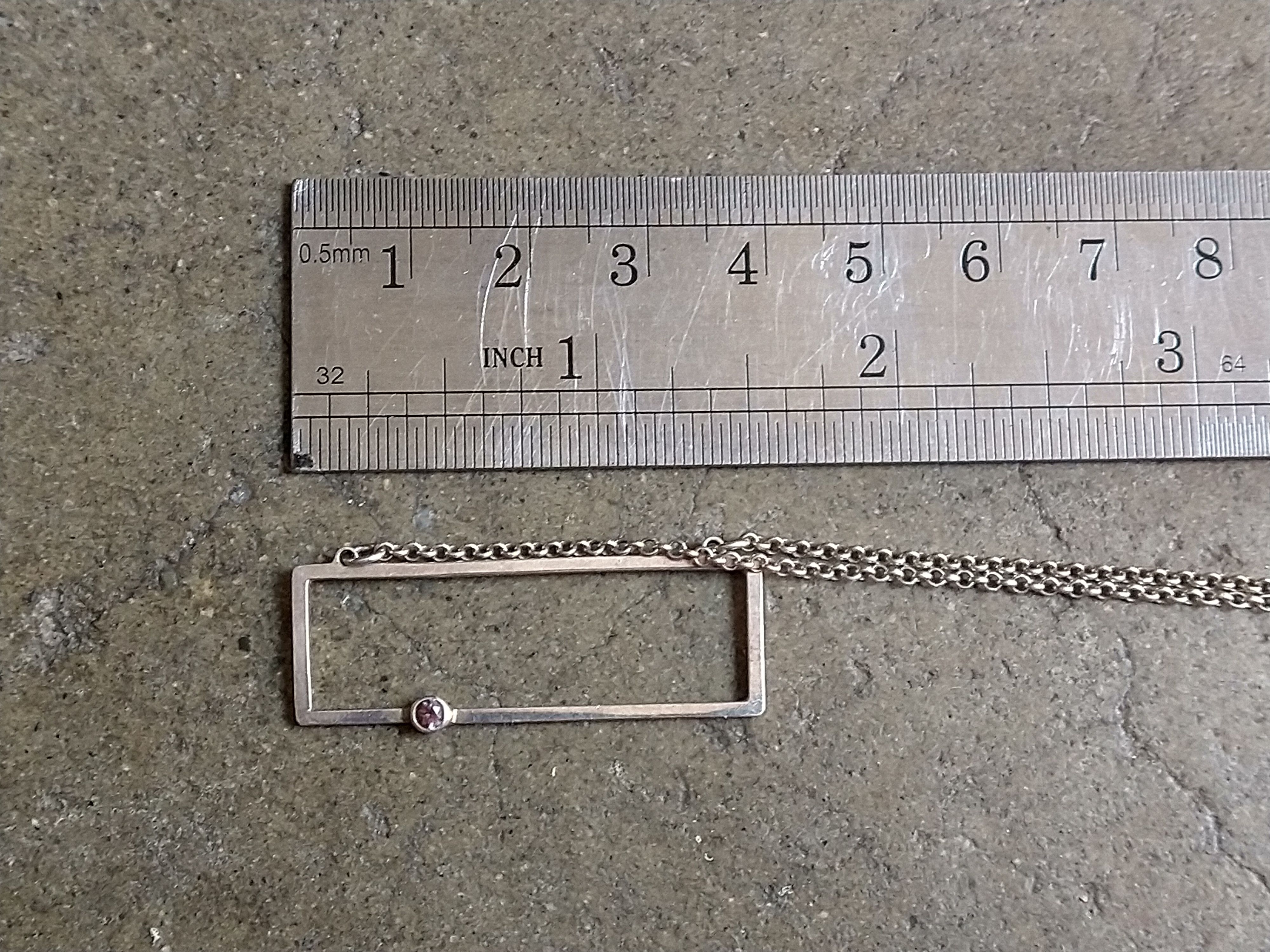 Jewelry × Sterling Silver Sterling Silver Necklace Clear CZ Rectangle Modern 22" Size ONE SIZE - 11 Thumbnail