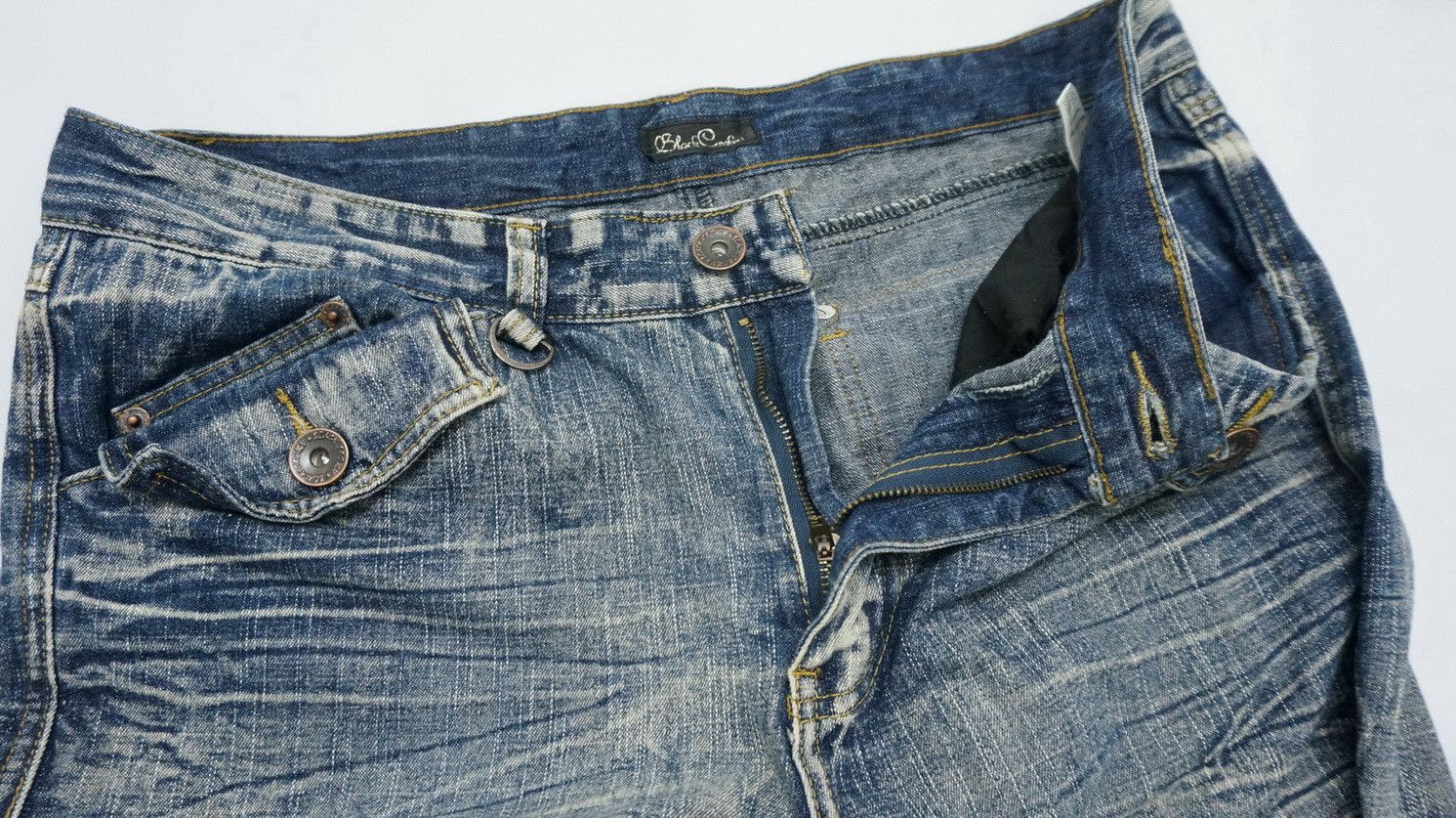 Japanese Brand 💥Flare Vtg💥 Japan BLACK CROWN Distressed Lowrise Jeans Size US 36 / EU 52 - 19 Thumbnail