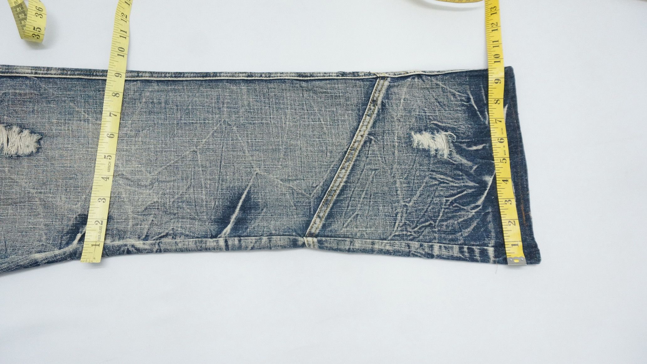 Japanese Brand 💥Flare Vtg💥 Japan BLACK CROWN Distressed Lowrise Jeans Size US 36 / EU 52 - 18 Thumbnail