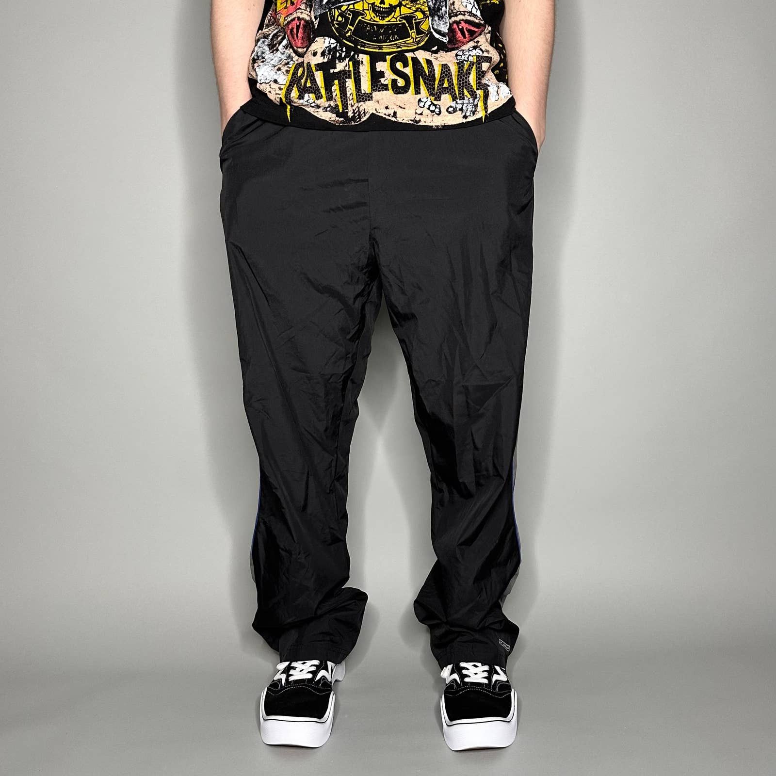 Reebok Vintage Reebok Track pants Jet Black Polyester Relaxed Y2K Size US 36 / EU 52 - 2 Thumbnail