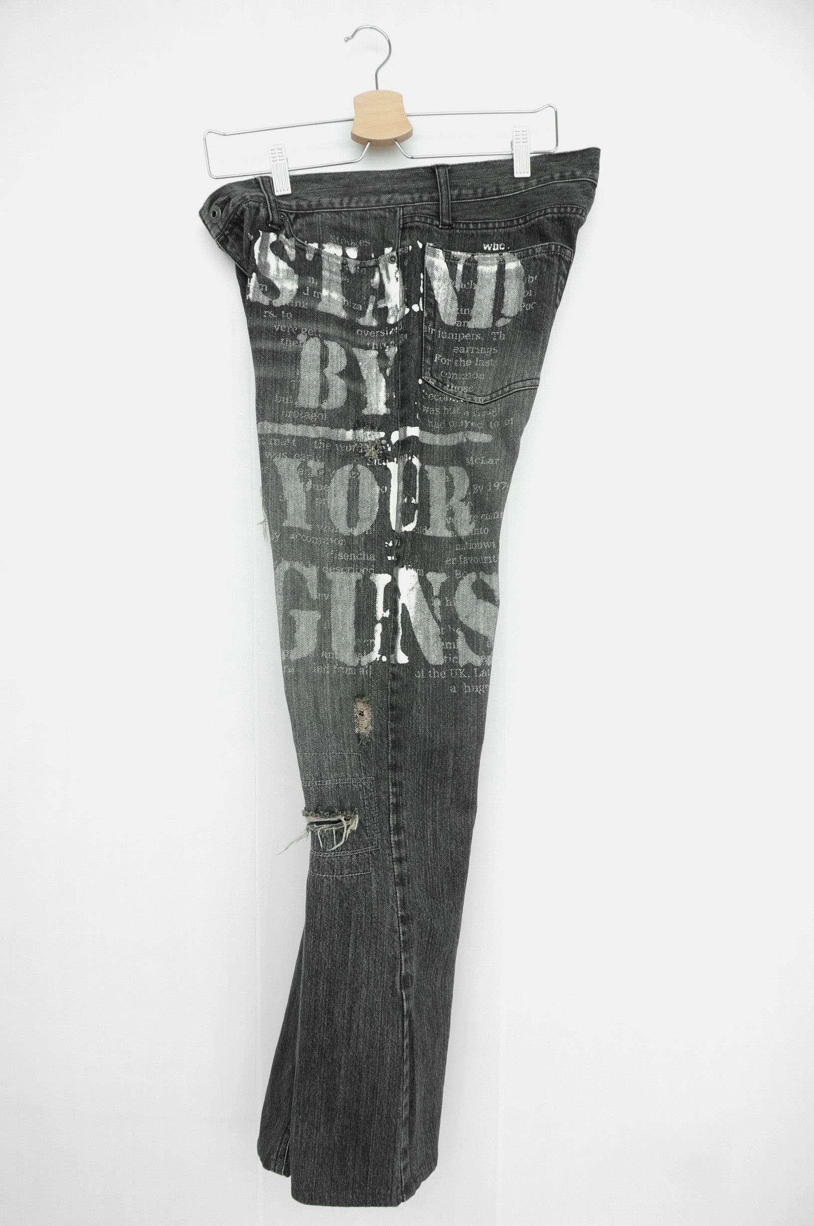 image of Distressed Denim Vintage Worn Edge Rupert Ripped Flared Distressed Jeans in Faded Black (Size 32)