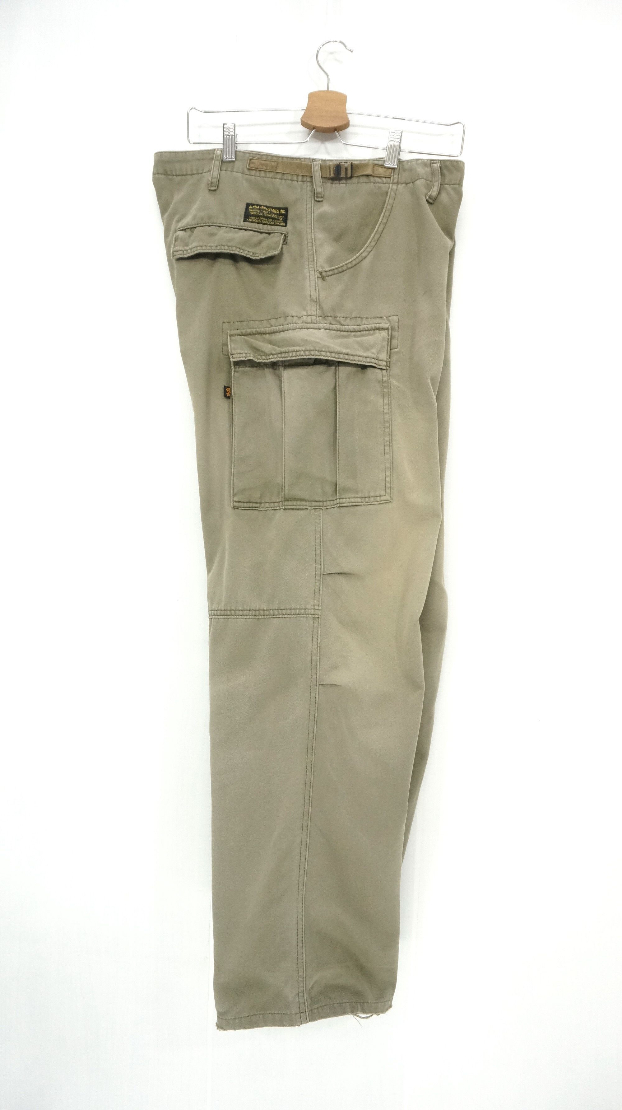 Alpha Industries 🔥Vtg Alpha Industries Faded Dusty Olive Worn Cargo Size US 30 / EU 46 - 3 Thumbnail