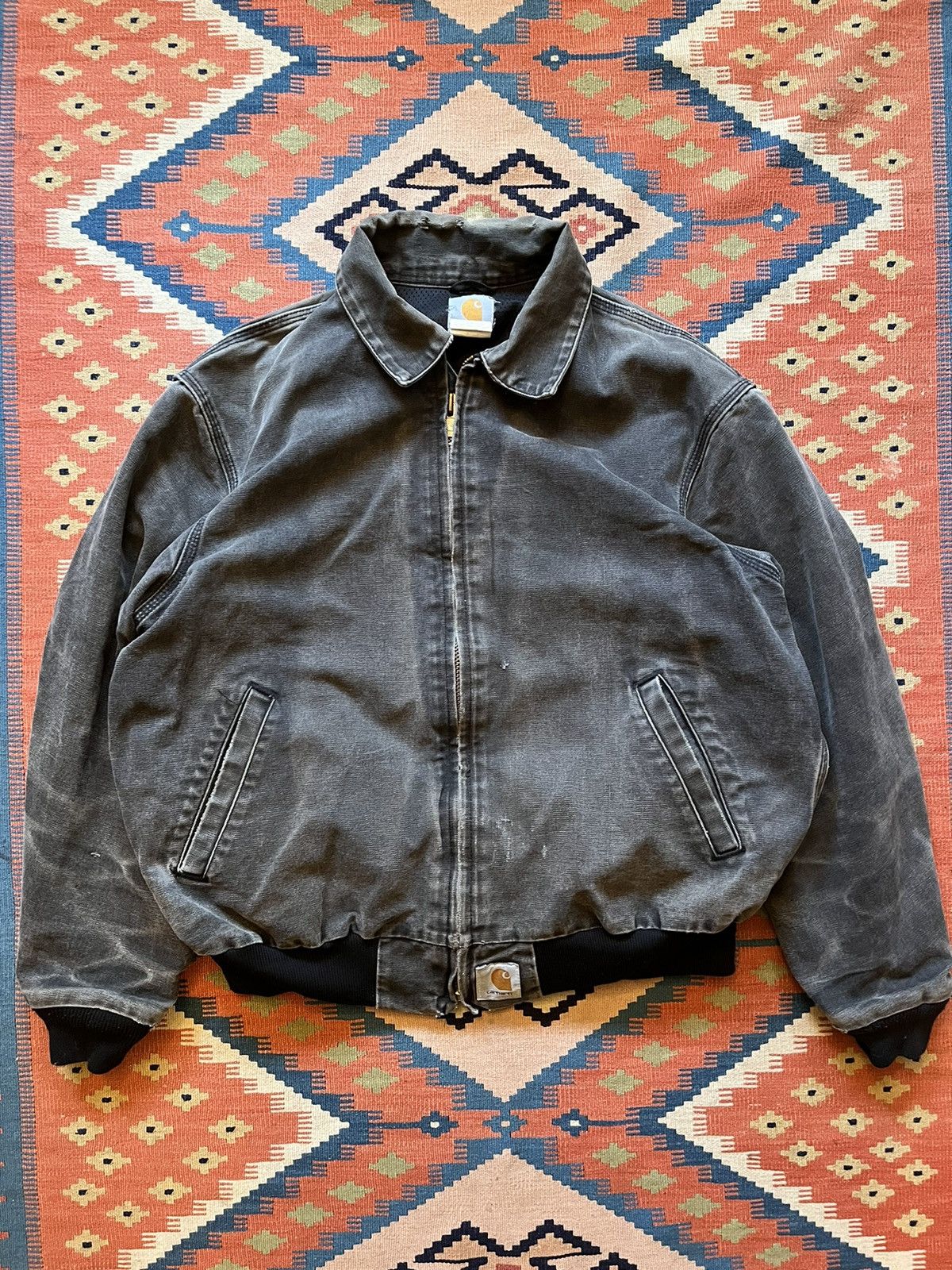 image of Carhartt Jacket Faded Distressed Not Detroit in Faded Black/Grey, Men's (Size Large)
