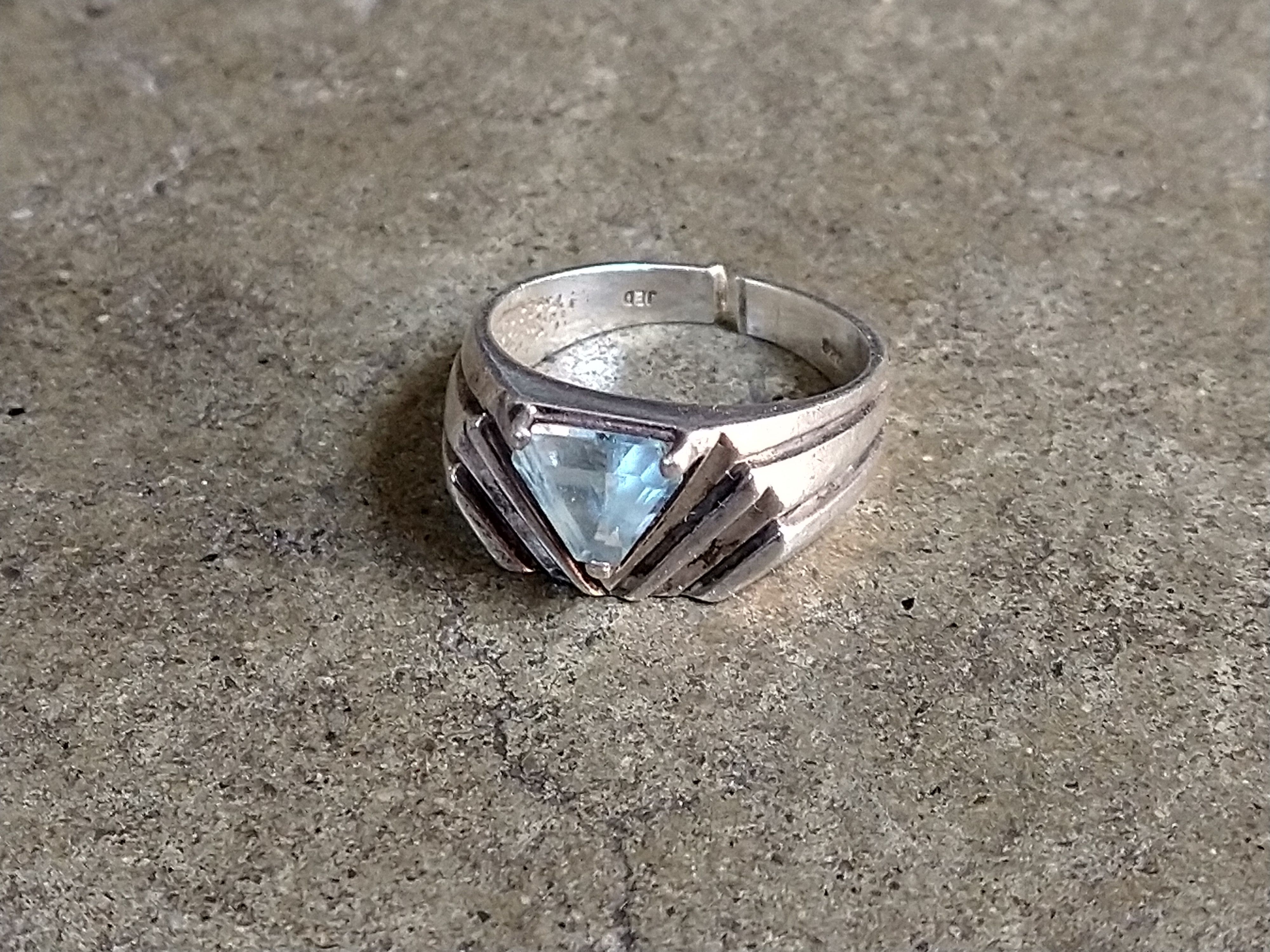 Jewelry × Sterling Silver Sterling Silver Ring Size 8.2t Blue Glass Triangle Art Deco Size ONE SIZE - 3 Thumbnail