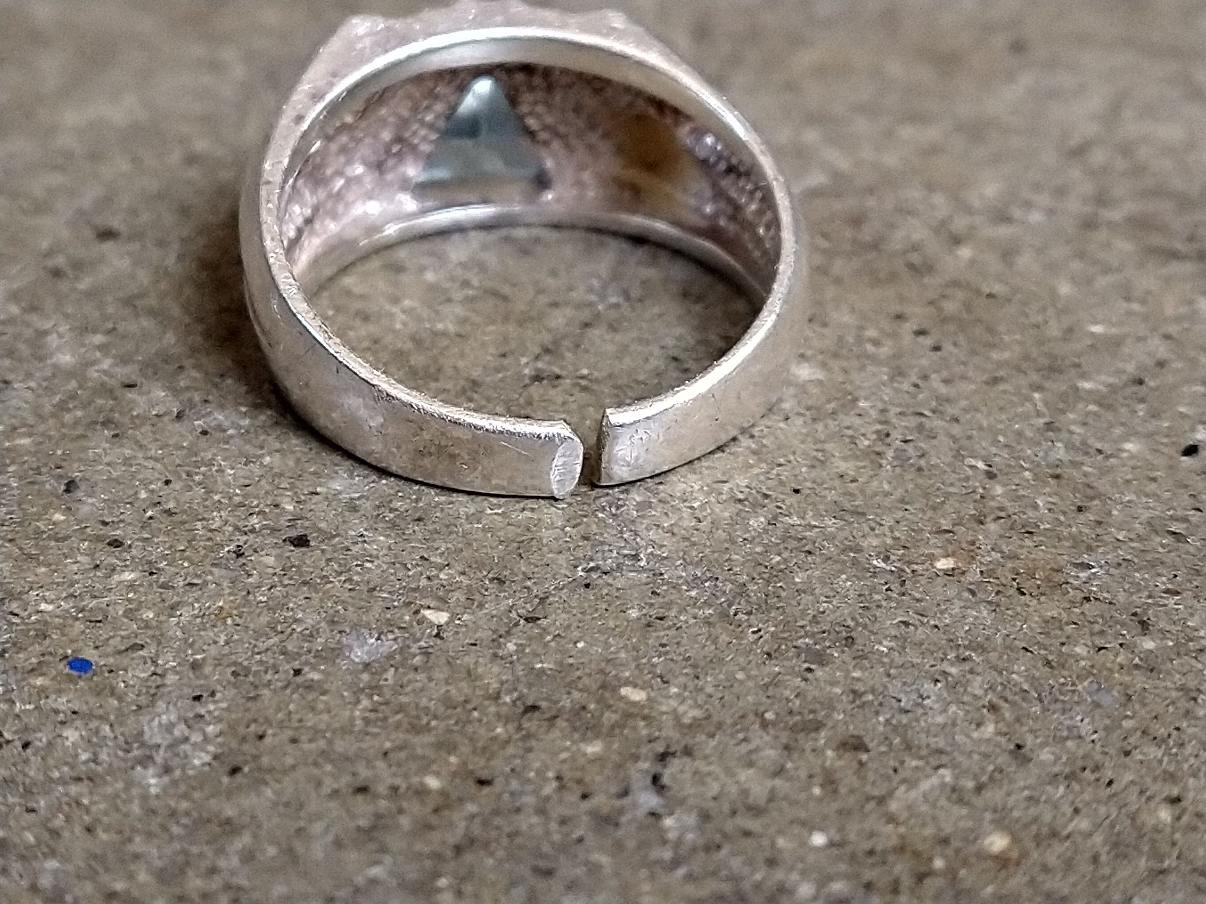 Jewelry × Sterling Silver Sterling Silver Ring Size 8.2t Blue Glass Triangle Art Deco Size ONE SIZE - 10 Thumbnail