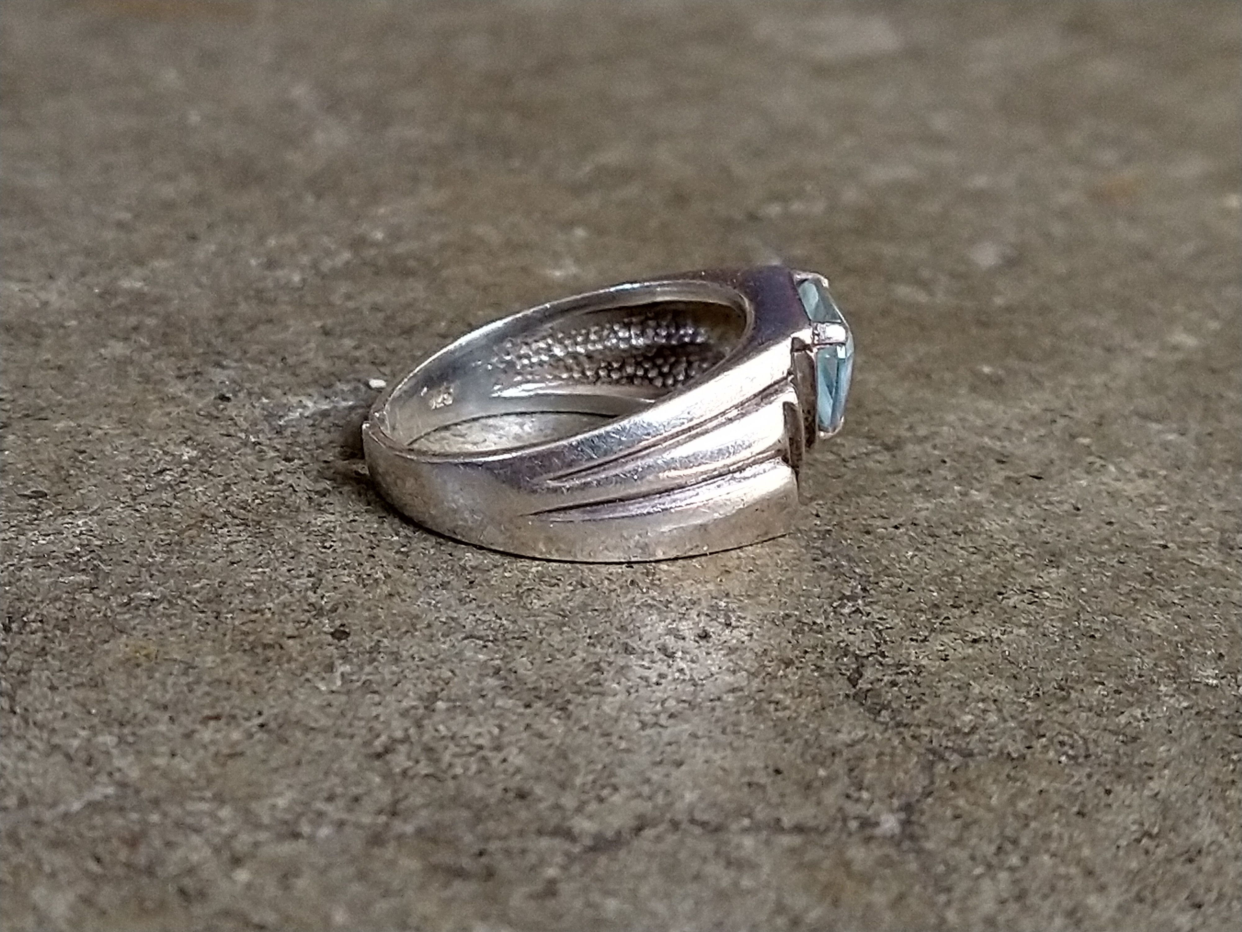 Jewelry × Sterling Silver Sterling Silver Ring Size 8.2t Blue Glass Triangle Art Deco Size ONE SIZE - 5 Thumbnail