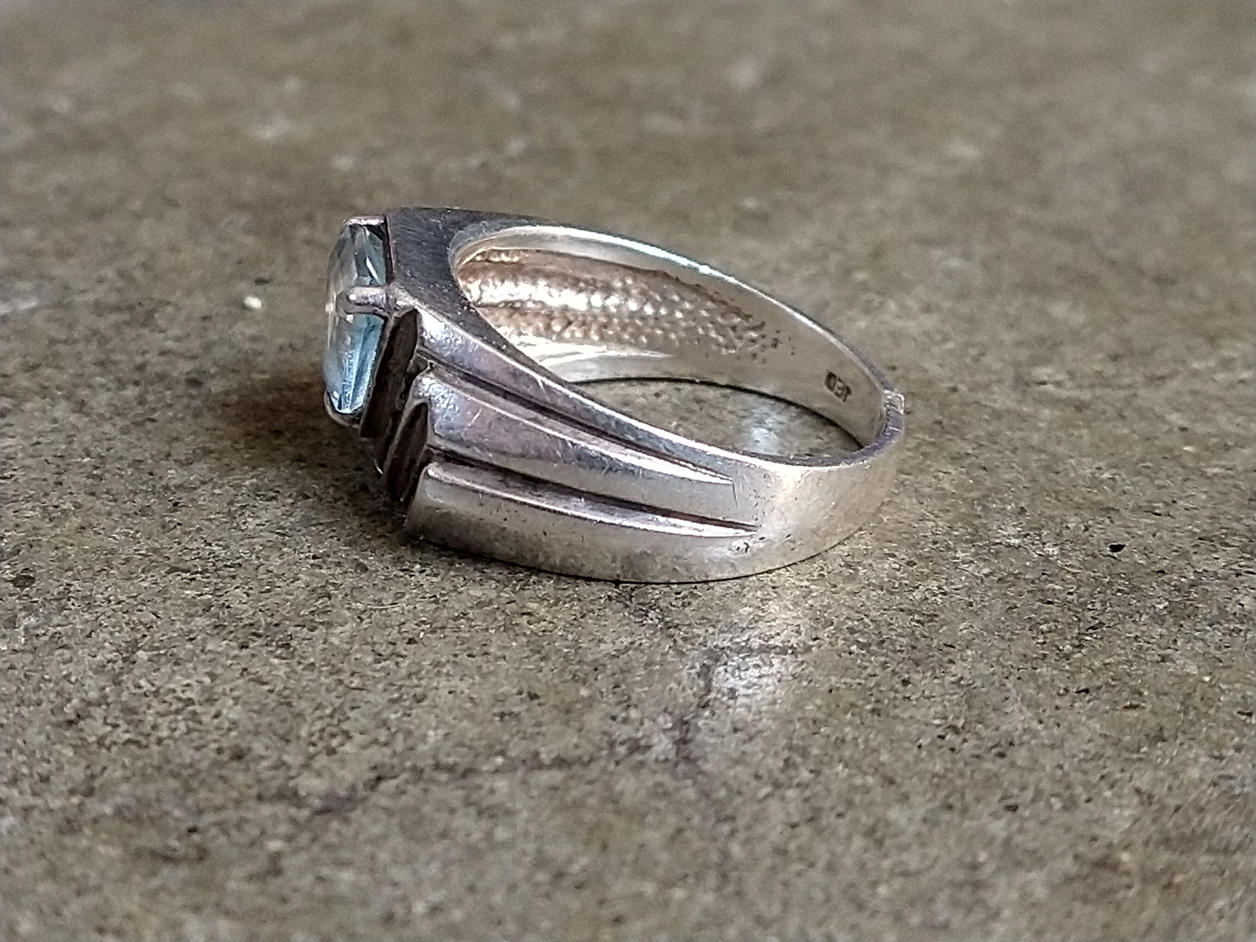 Jewelry × Sterling Silver Sterling Silver Ring Size 8.2t Blue Glass Triangle Art Deco Size ONE SIZE - 7 Thumbnail