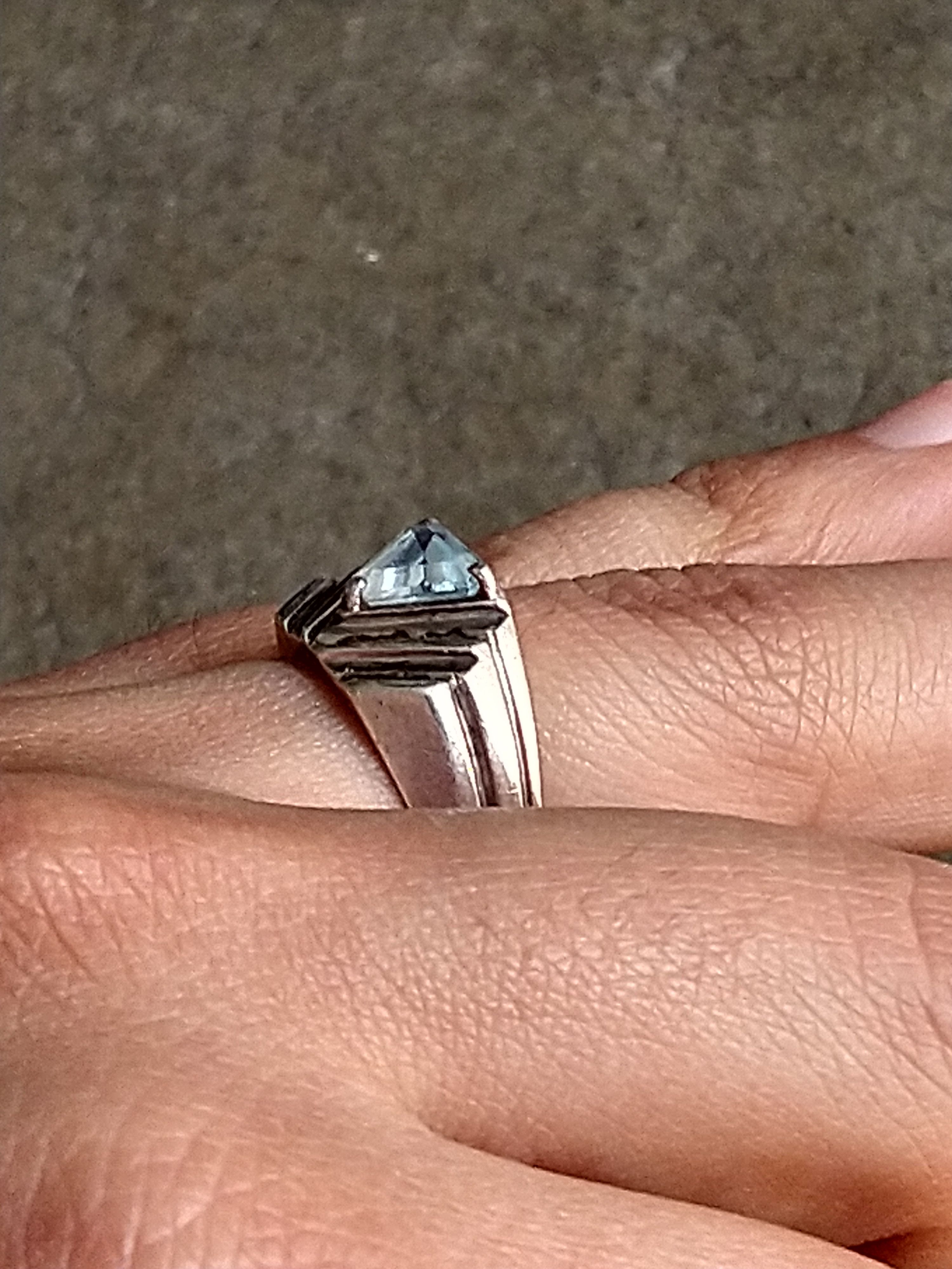 Jewelry × Sterling Silver Sterling Silver Ring Size 8.2t Blue Glass Triangle Art Deco Size ONE SIZE - 14 Thumbnail