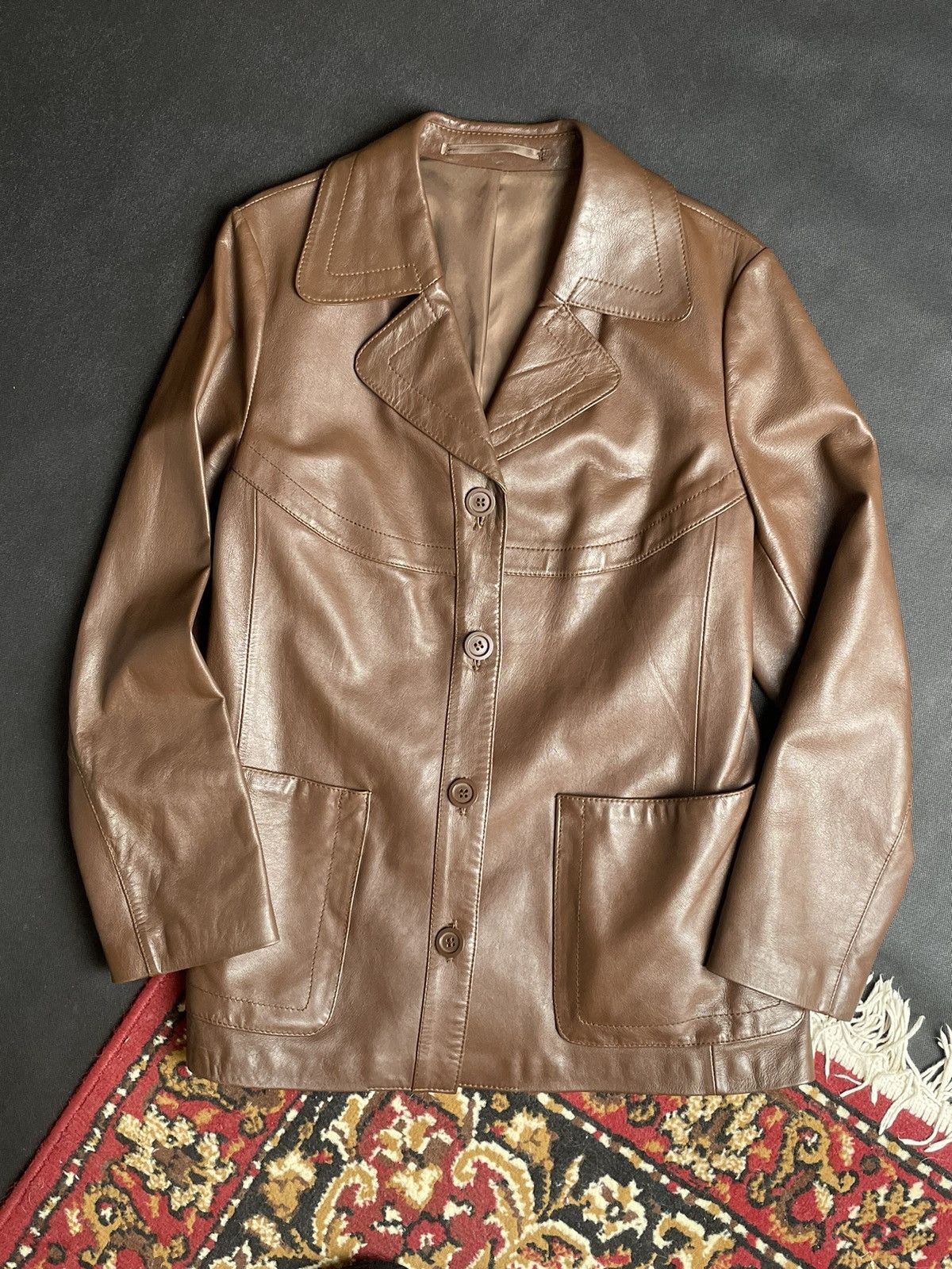 Vintage Leather Jacket Brown like Travis Scott