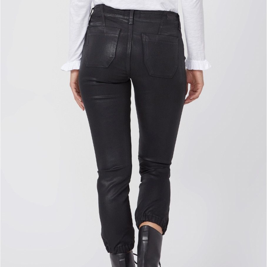 PAIGE Mayslie Jogger Pants in Black Fog Luxe Coated