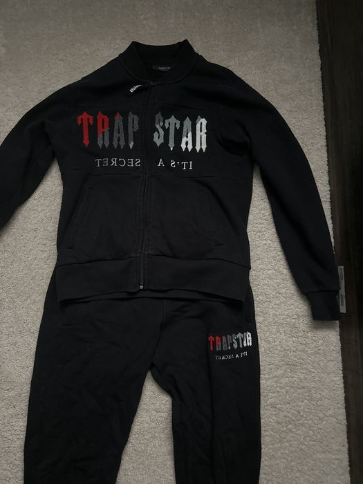 Trapstar London Decoded Chenille Zip Tracksuit Black/Red | Grailed