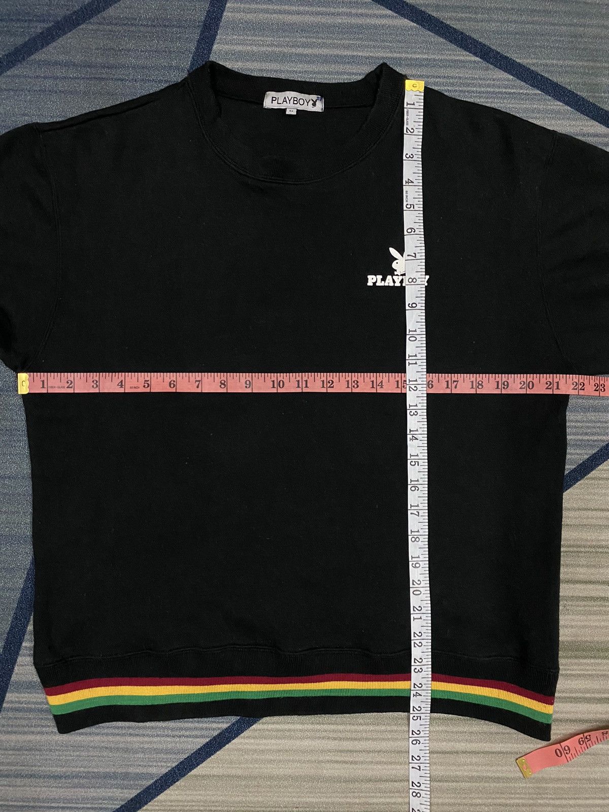 Designer × Playboy × Vintage 90s VTG PLAYBOY BIG LOGO SPELL OUT SWEATSHIRT RASTA Size US M / EU 48-50 / 2 - 7 Thumbnail