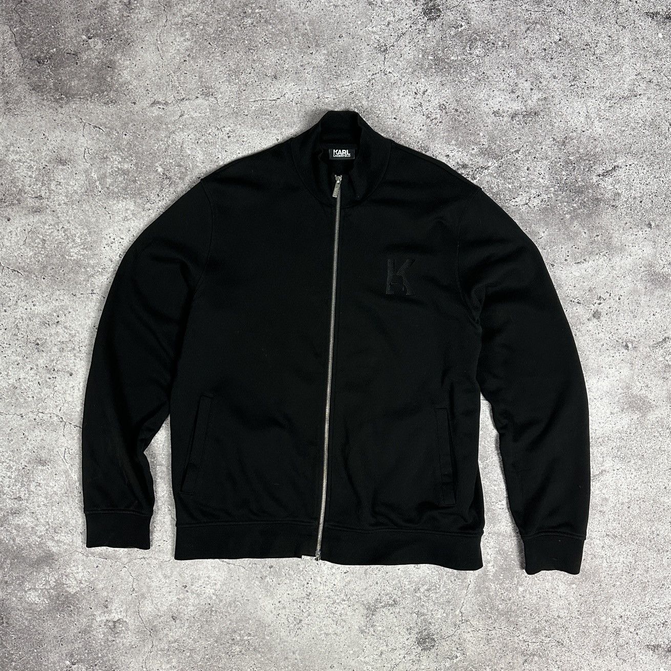 Karl Lagerfeld Zip-up K Embroidered logo black sweatshirt