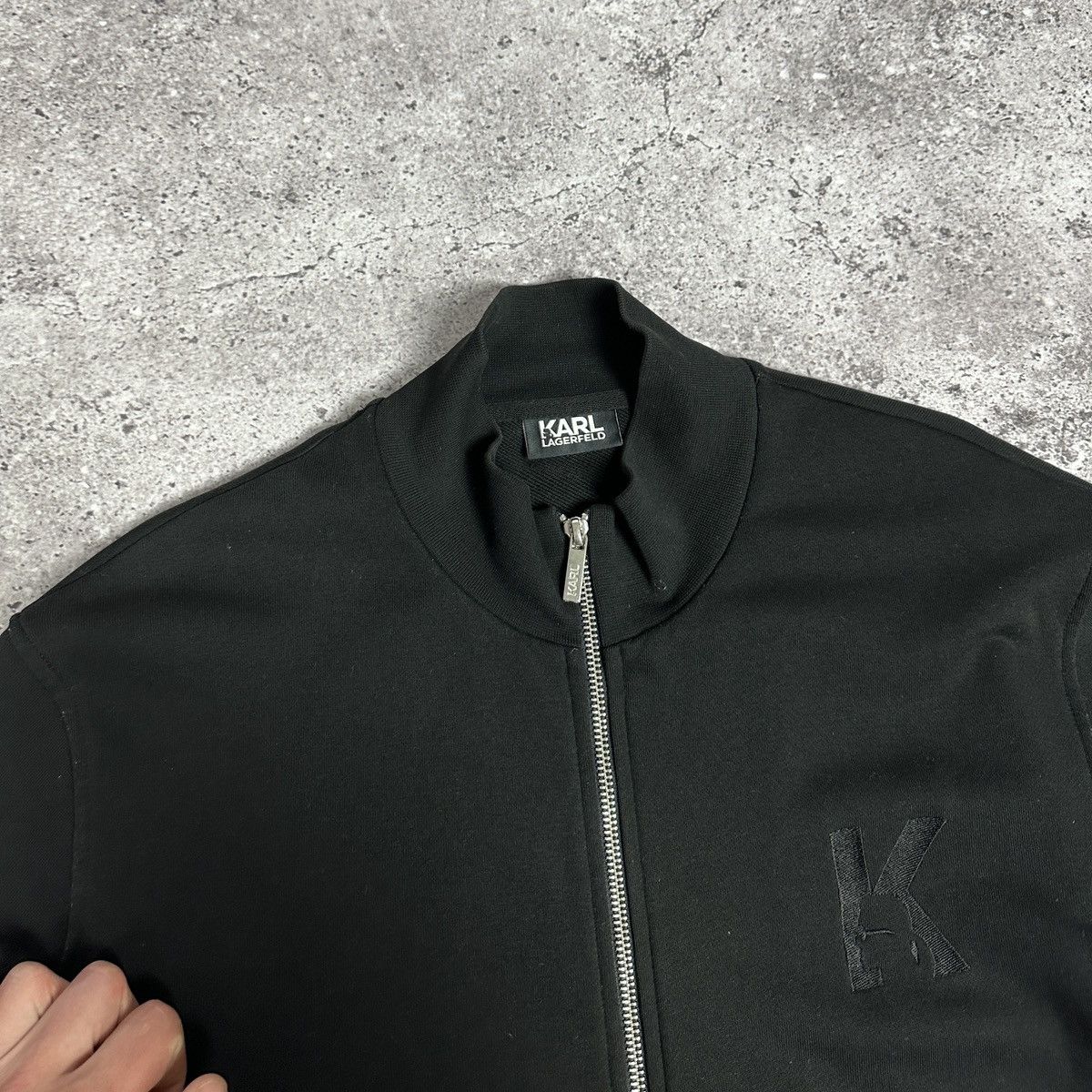Karl Lagerfeld Karl Lagerfeld Zip-up K Embroidered logo black sweatshirt Size US XL / EU 56 / 4 - 5 Thumbnail