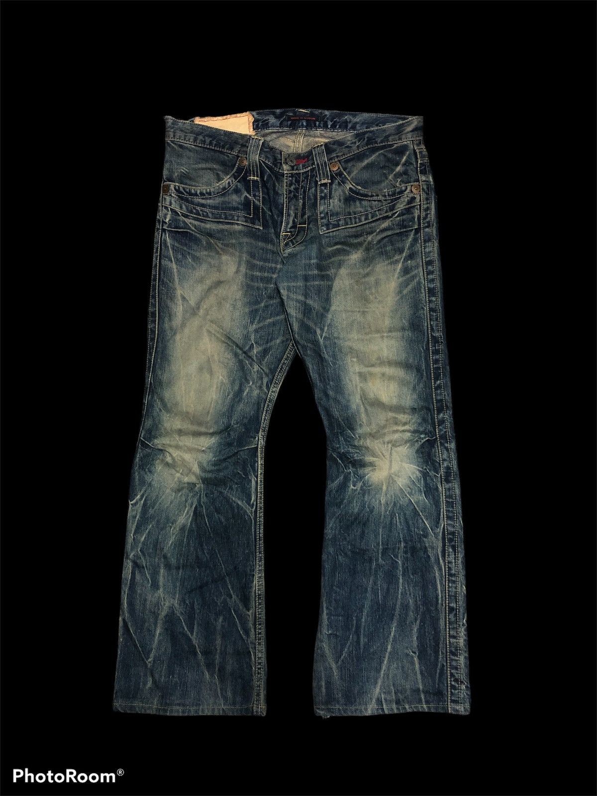 image of Archival Clothing Flaredblue Way Washed Blue Denim, Men's (Size 34)
