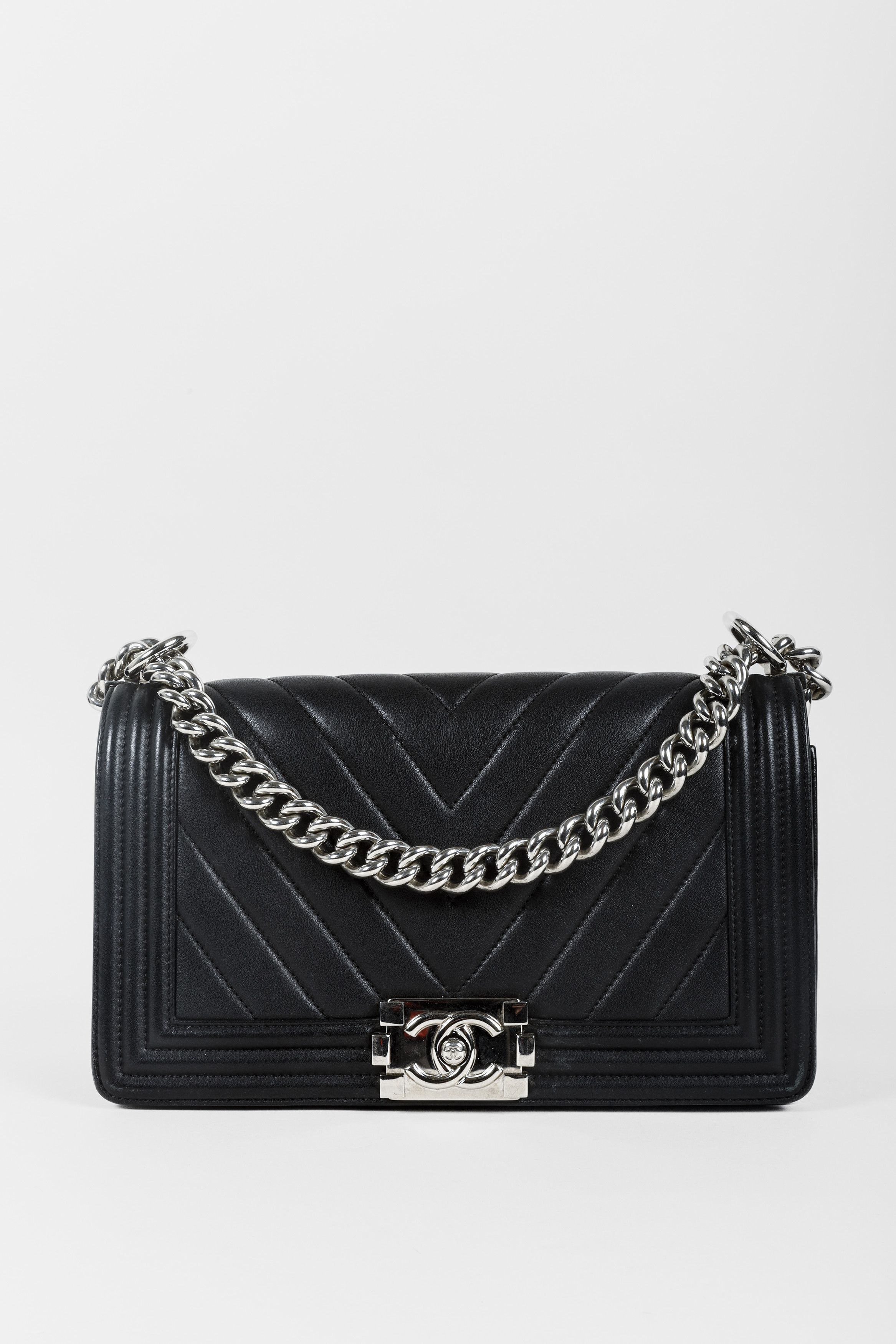 Chanel Black Quilted Medium Boy Bag SHW