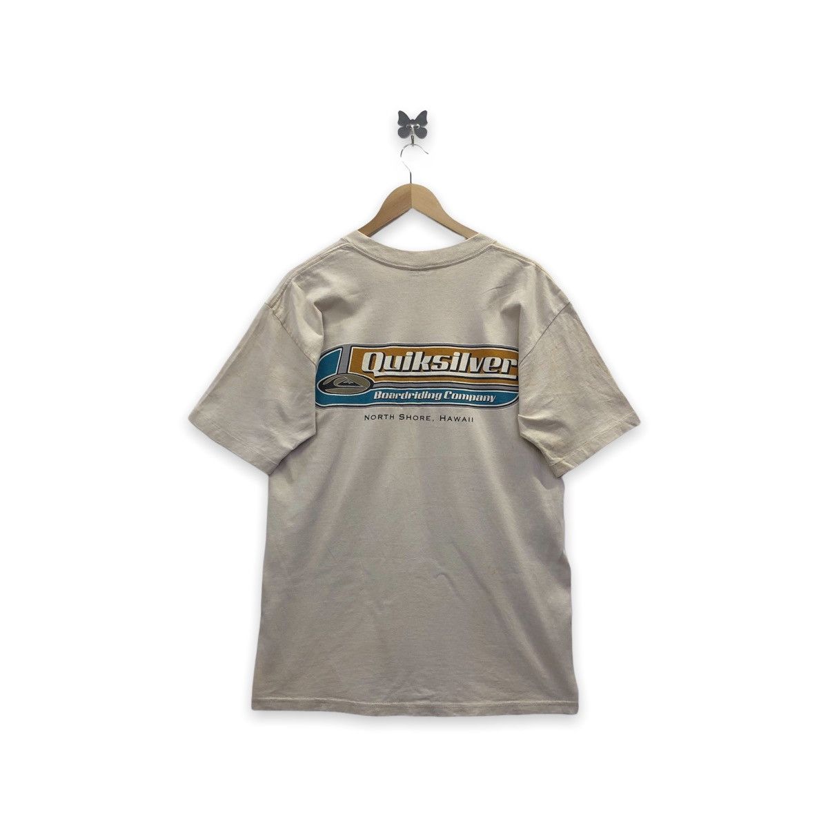 image of ‘ Quiksilver Big Lago Surf Surfing T-Shirt in Cream, Men's (Size Small)