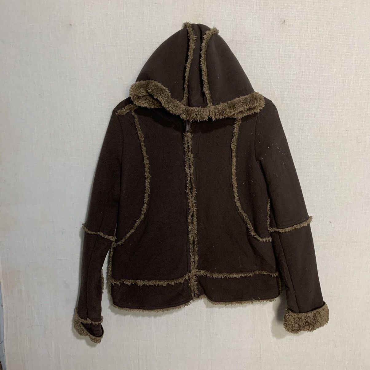 Solf fleece hoodie light jacket brown color