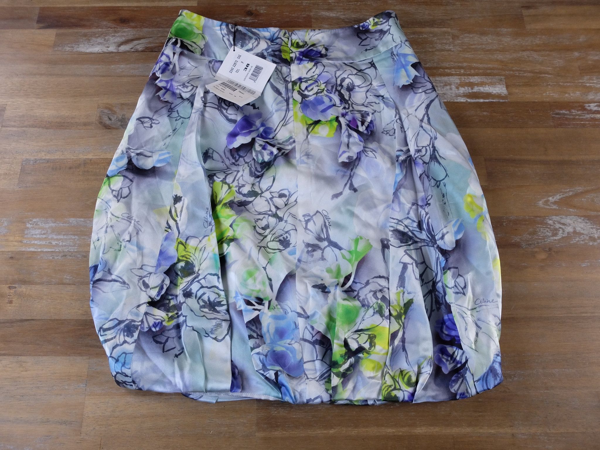 Celine CELINE Paris vintage blue floral bubble silk mini skirt 38 q Size 27" / US 4 / IT 40 - 11 Thumbnail