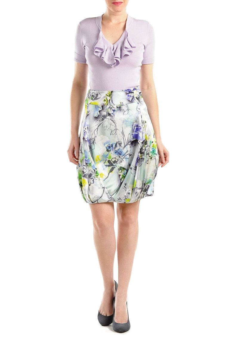 Celine CELINE Paris vintage blue floral bubble silk mini skirt 38 q Size 27" / US 4 / IT 40 - 2 Thumbnail
