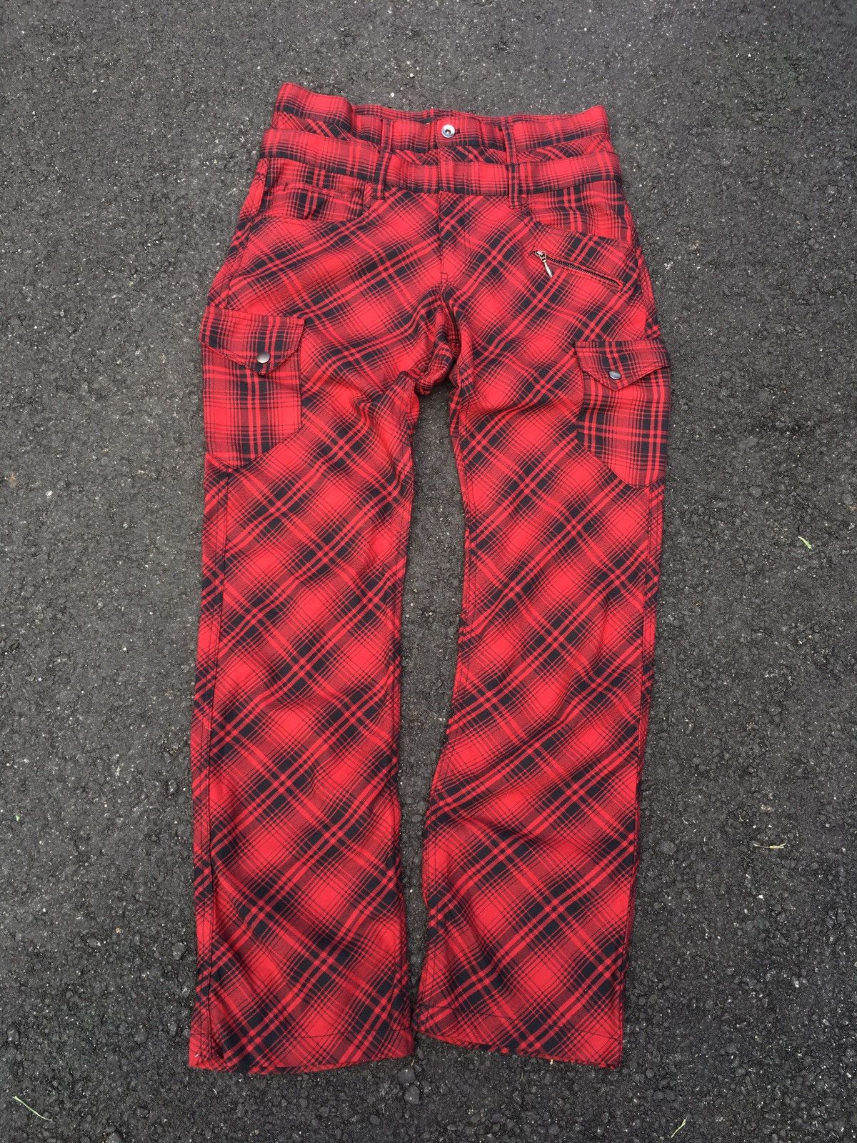 Japanese Brand × Seditionaries × Tornado Mart DOUBLE WAIST TARTAN DOUBLEFOCUS CARGO POCKET PANTS Size US 33 - 1 Thumbnail