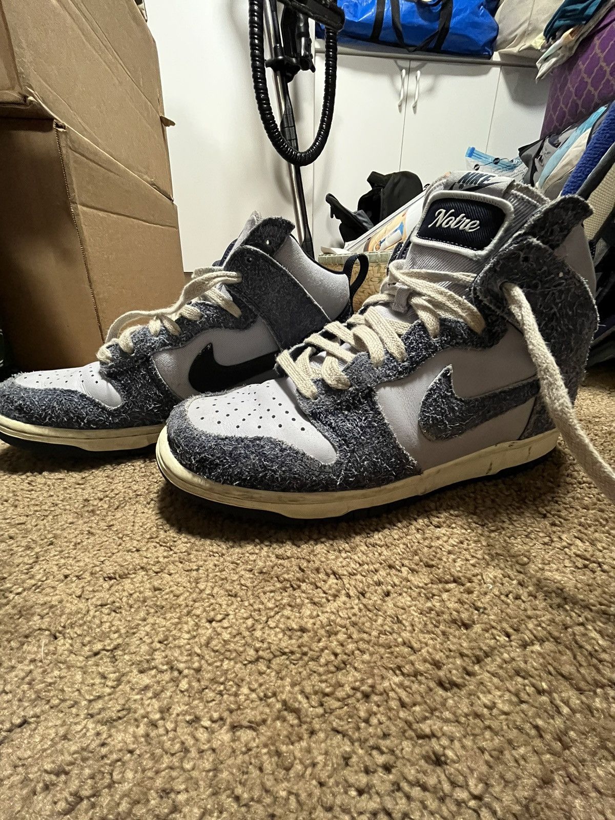 Nike × Notre Notre X Nike Dunk High Top Midnight Navy Suede VERY WORN Size US 8.5 / EU 41-42 - 1 Thumbnail
