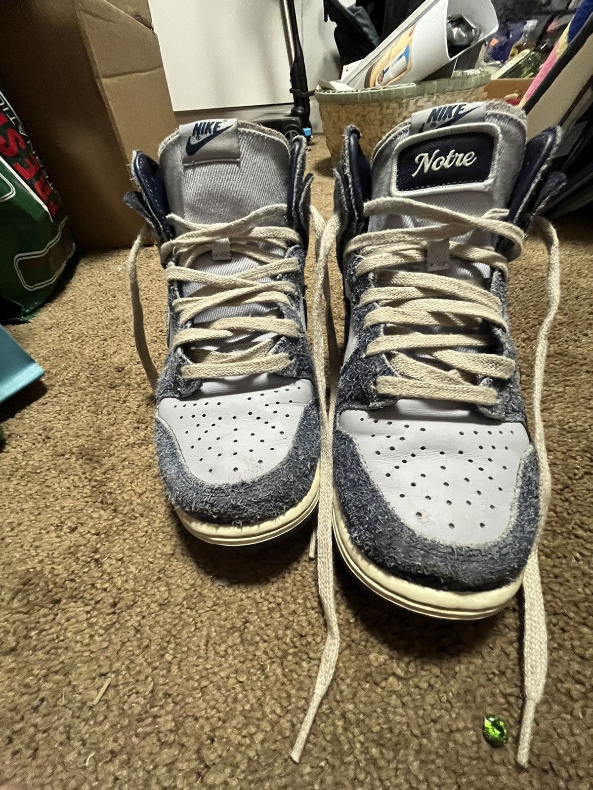 Nike × Notre Notre X Nike Dunk High Top Midnight Navy Suede VERY WORN Size US 8.5 / EU 41-42 - 5 Thumbnail