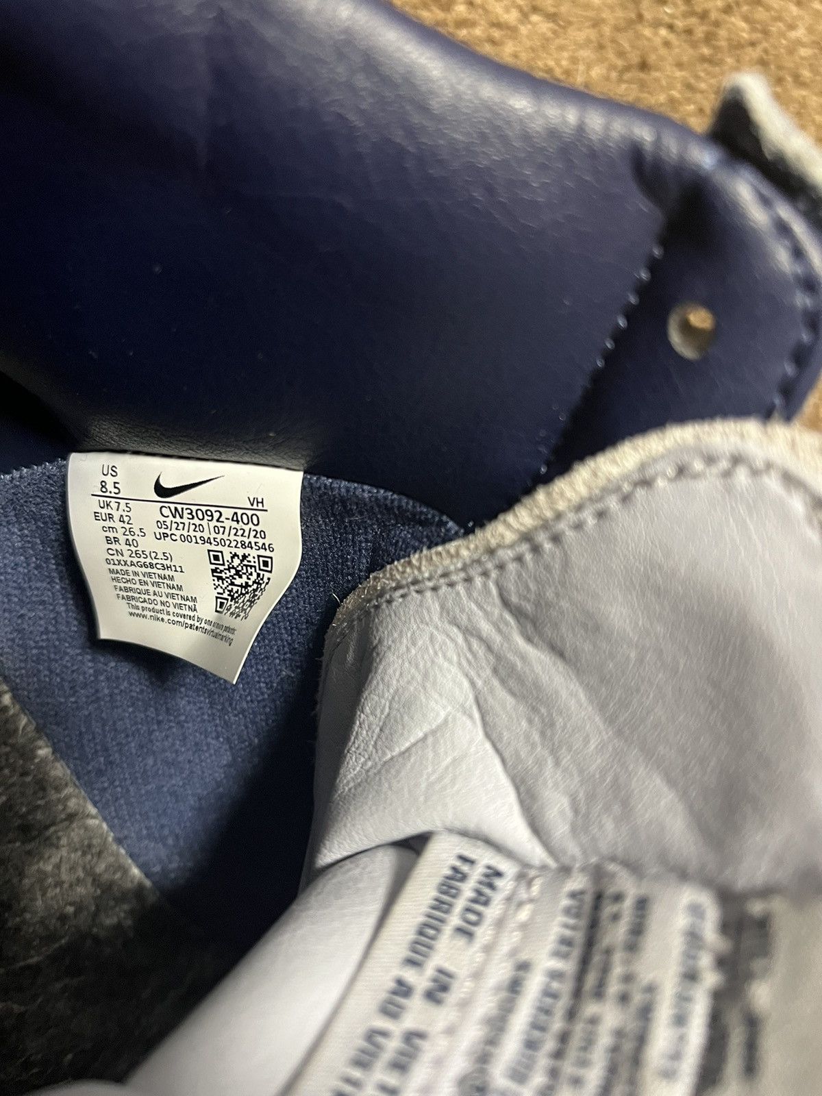 Nike × Notre Notre X Nike Dunk High Top Midnight Navy Suede VERY WORN Size US 8.5 / EU 41-42 - 7 Thumbnail
