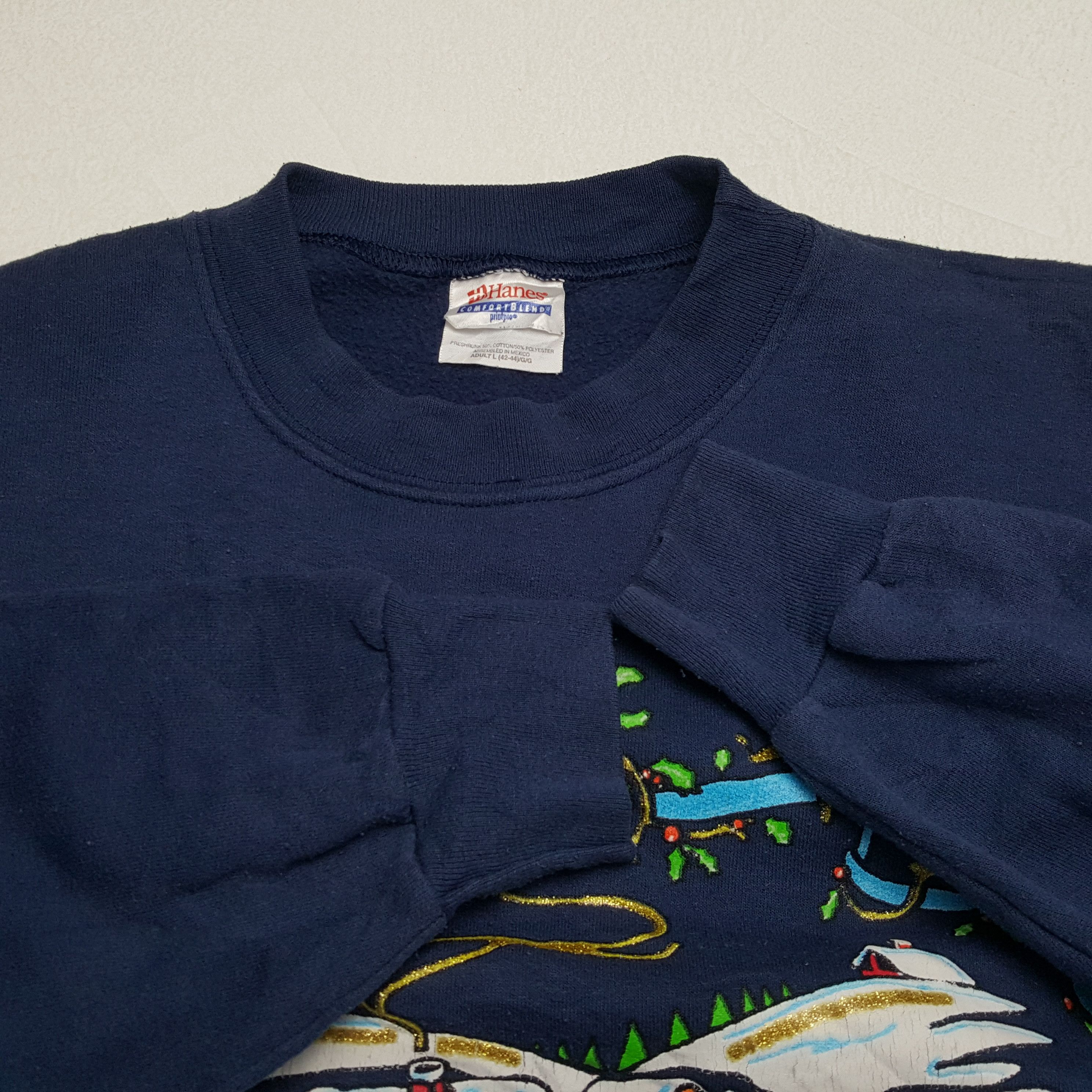 Hanes × Vintage ART Winter Seasons Streetwear Style Vintage Sweatshirt Size US L / EU 52-54 / 3 - 7 Thumbnail