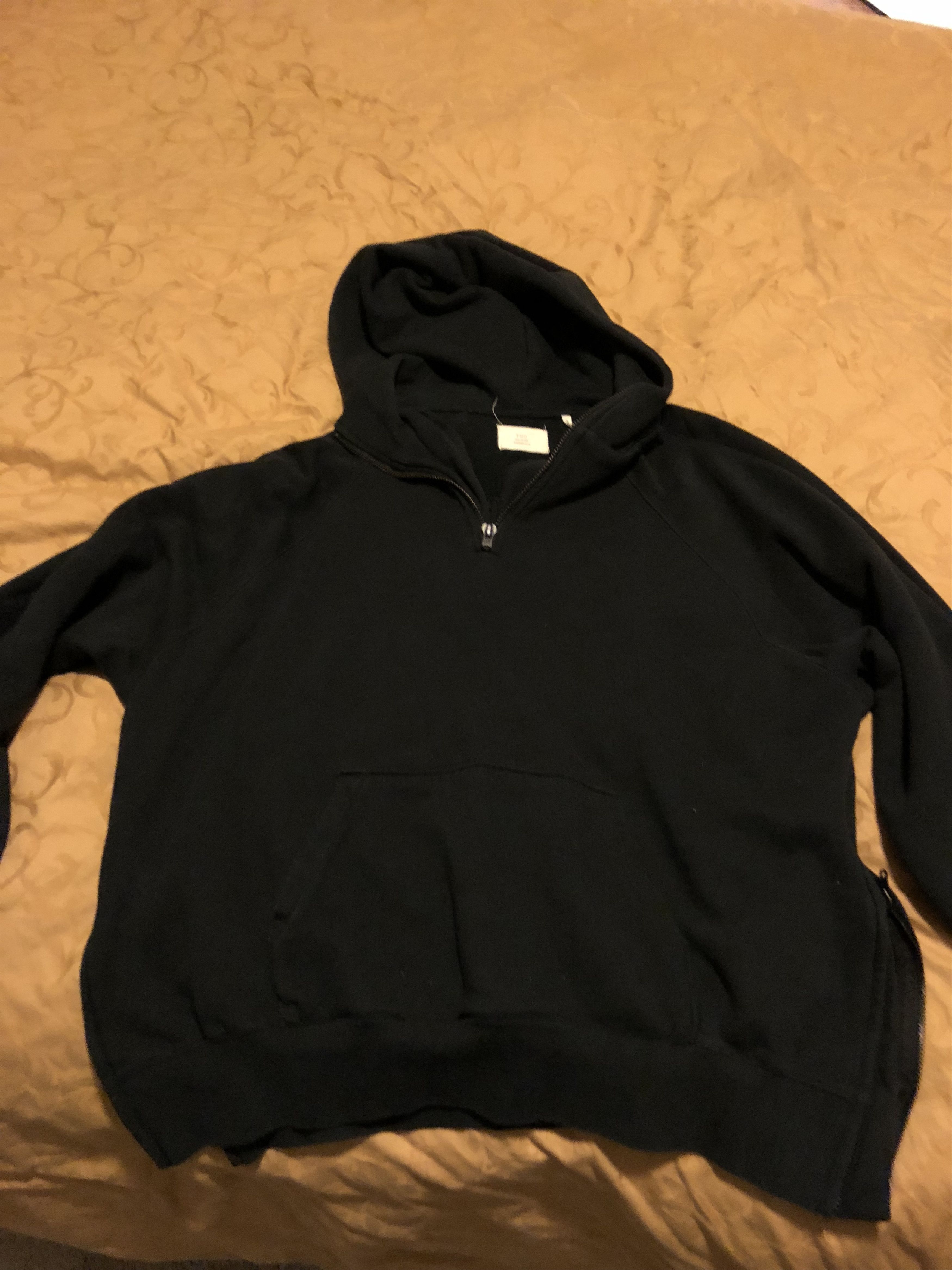 Pacsun Fear Of God Essentials Half Zip Pullover Hoodie Black FOG | Grailed