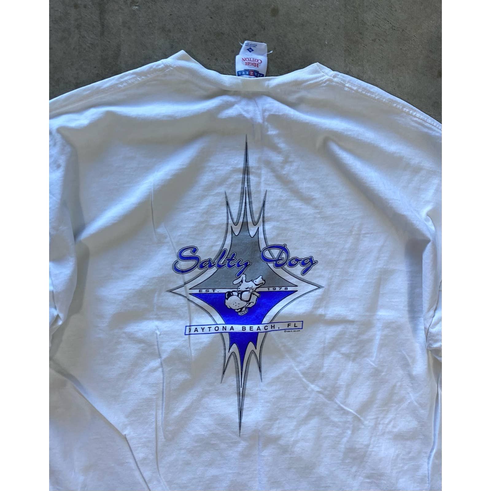 Gildan 1990s "Salty Dog" Tee (XL) Vintage White T-Shirt Size US XL / EU 56 / 4 - 5 Thumbnail