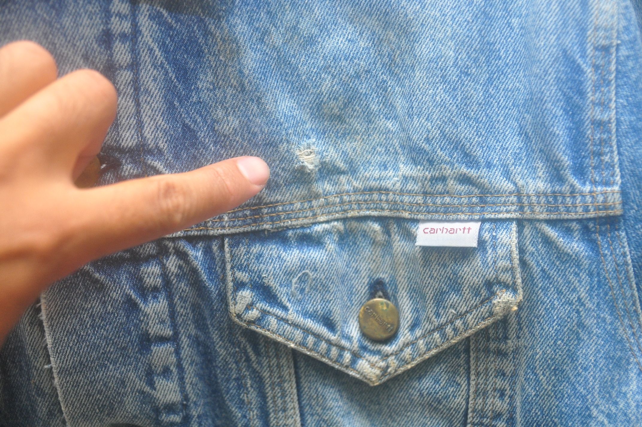 Carhartt × Japanese Brand × Vintage Vintage Carhatt 60s 70s Denim Jacket Travis Scott Style Size US L / EU 52-54 / 3 - 13 Thumbnail