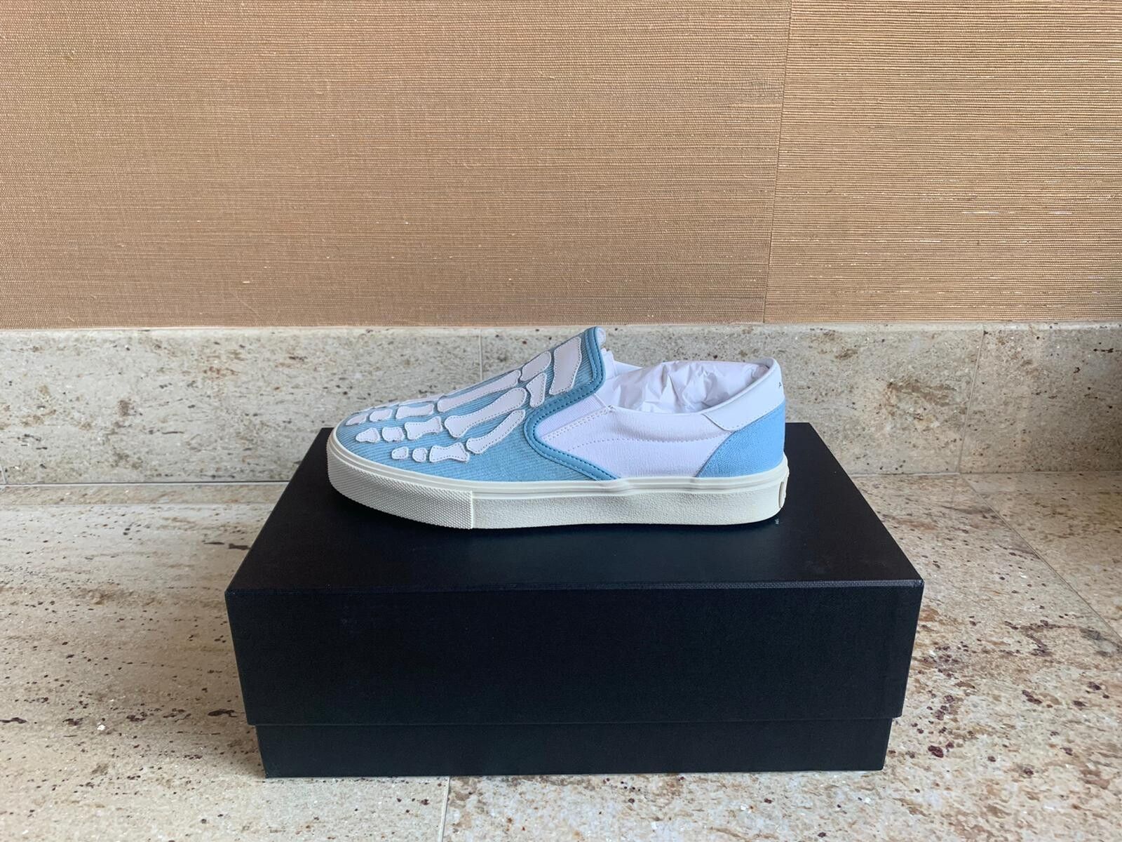 Pre-owned Amiri Corduroy Slip On Shoes In Light Blue
