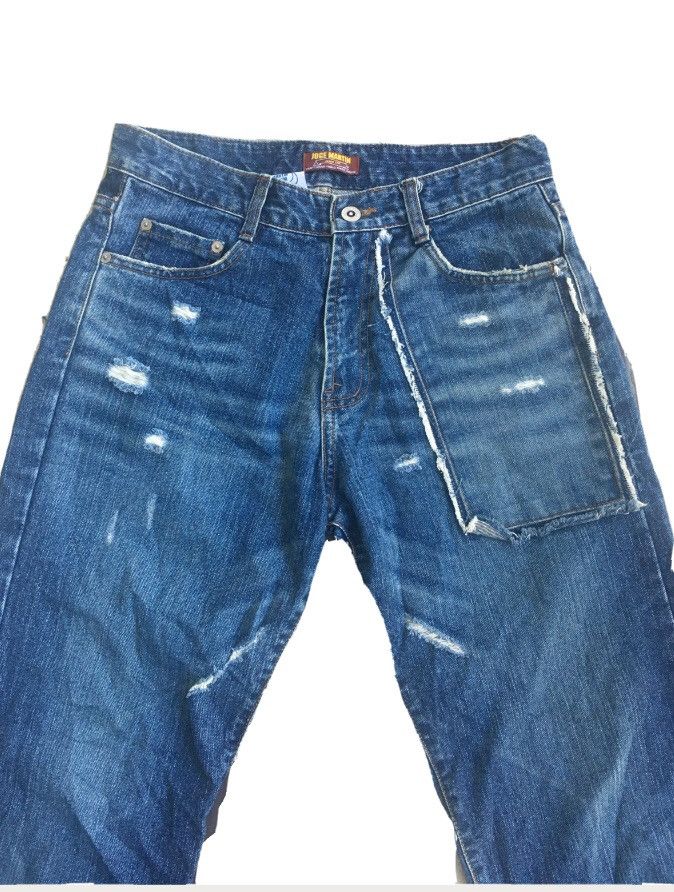 If Six Was Nine × Le Grande Bleu (L.G.B.) × Tornado Mart FLARED JORGE MARTIN DISTRESSED DENIM JEANS PANTS Size US 30 / EU 46 - 2 Thumbnail