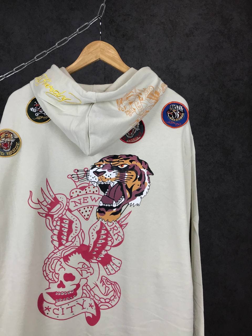 Christian Audigier Ed Hardy luxury designer crazy overprinted hoodie Size US XXL / EU 58 / 5 - 12 Thumbnail