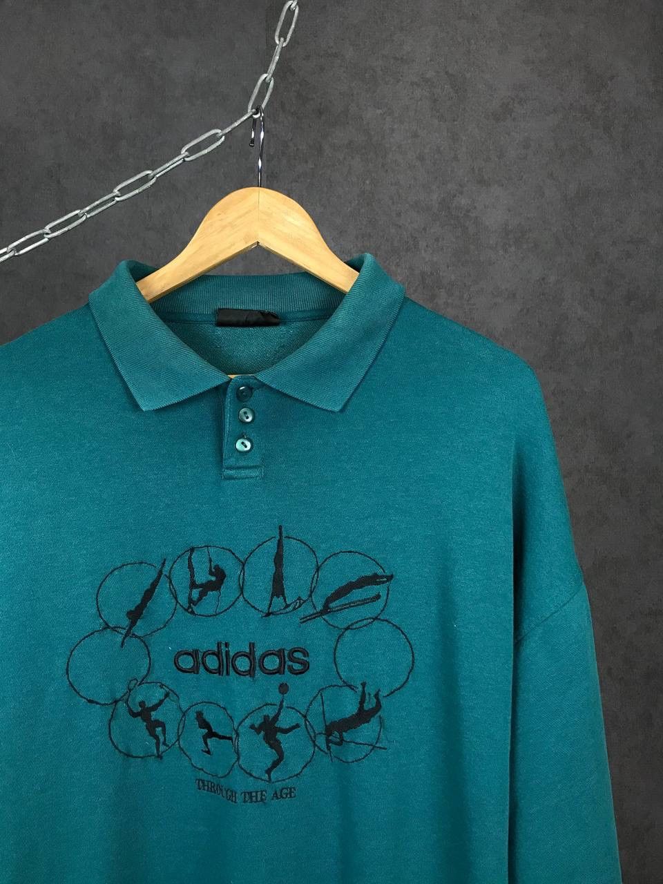 Adidas Adidas vintage streetwear center logo sweatshirt Size US XXL / EU 58 / 5 - 2 Thumbnail