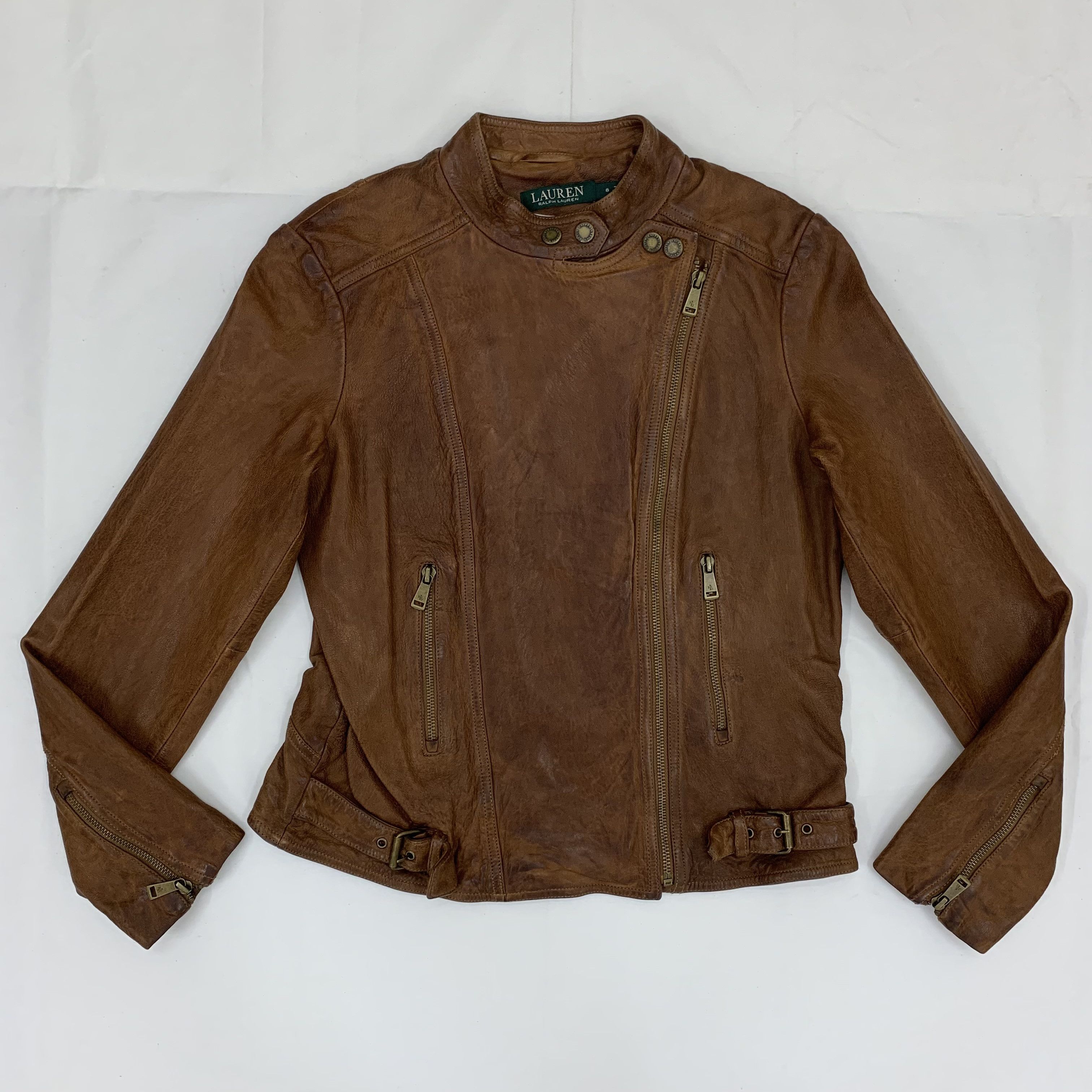 Lauren Ralph Lauren Moto Leather Jacket RL Moto Biker Jacket