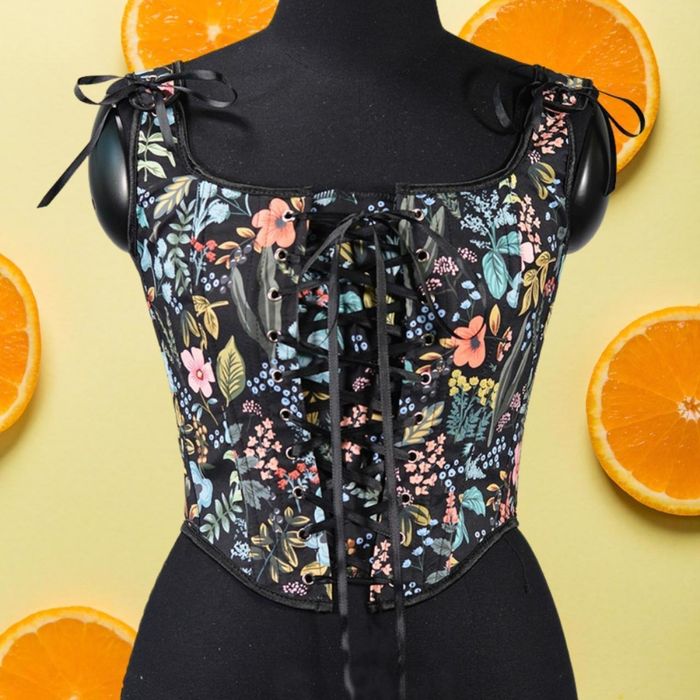 Vintage lace up corset top, crop top vest Grailed