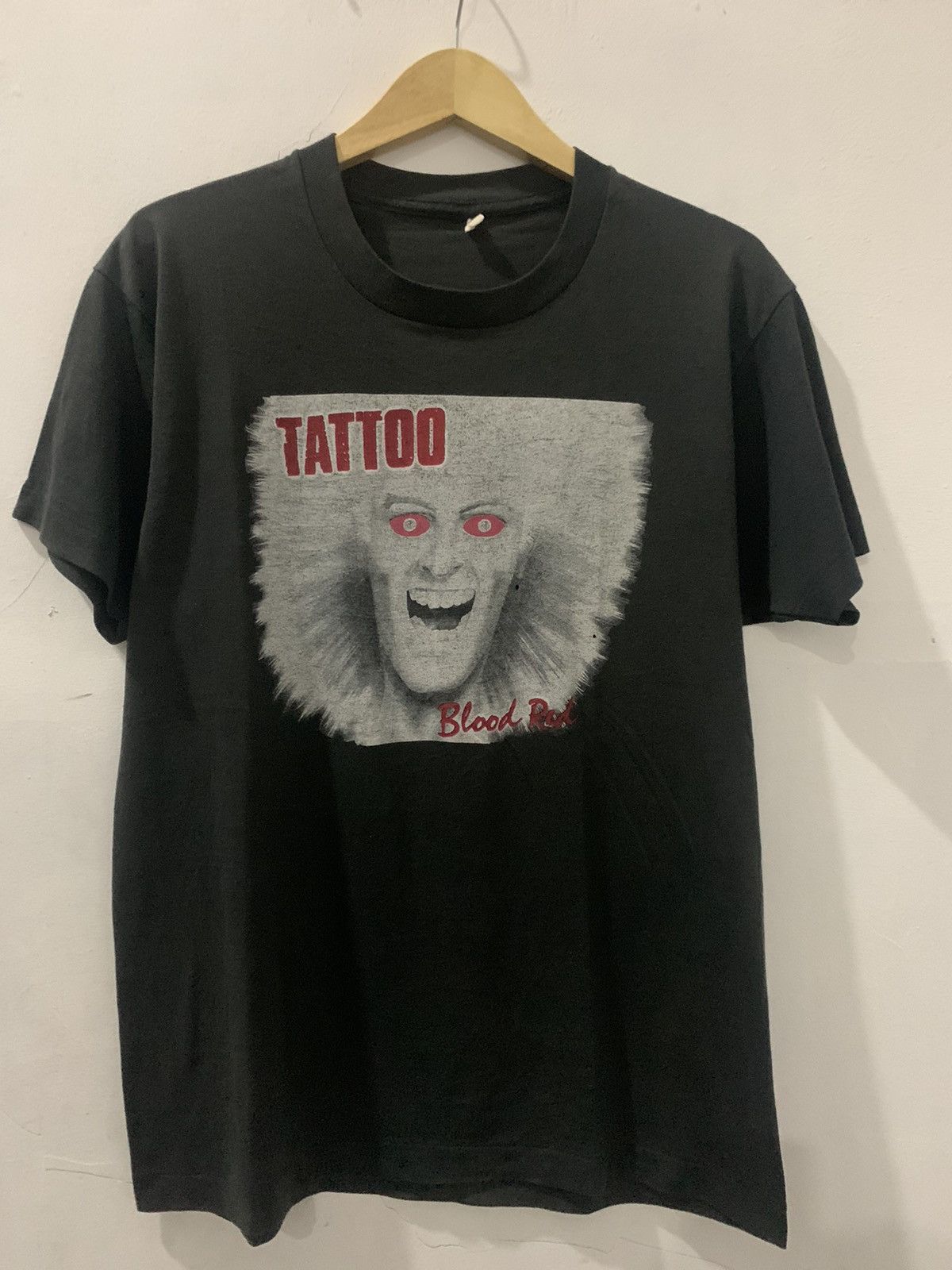 image of Rock Band x Rock Tees Vintage 80's Tattoo Blood Red Heavy Metal in Black, Men's (Size Medium)
